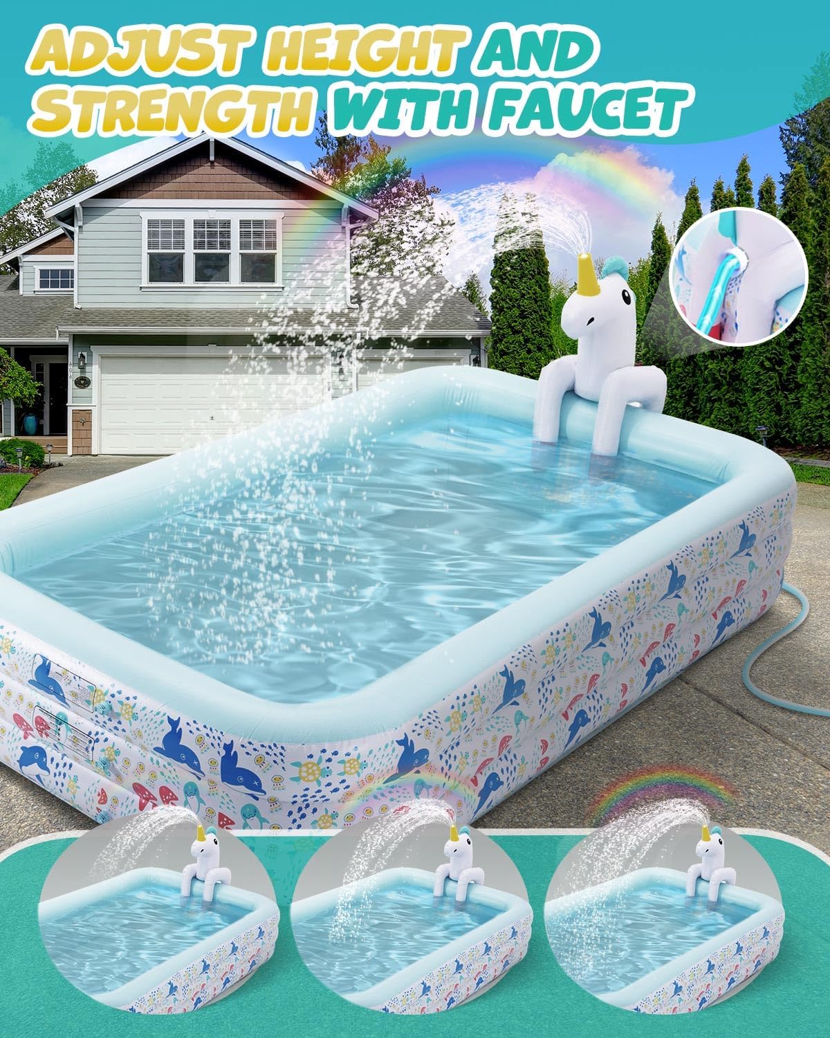 Inflatable Pool for Kids and Adults Large Blow up Swimming Pool (118