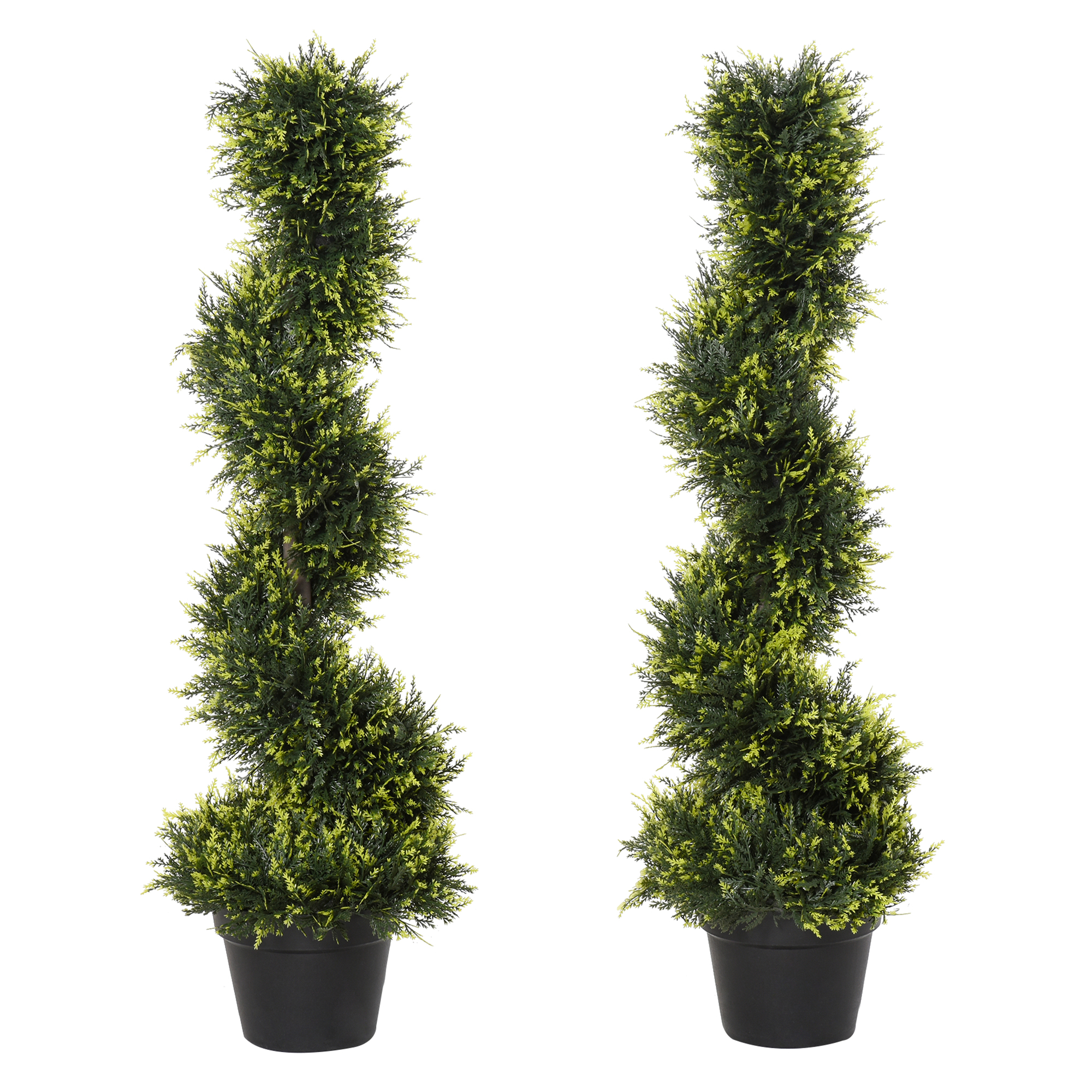 Outsunny Künstliche Spiralpflanze, Spiral-Zedernbaum mit Topf, 90 cm, künstliche Zeder für Außen- und Innendekoration, Grün