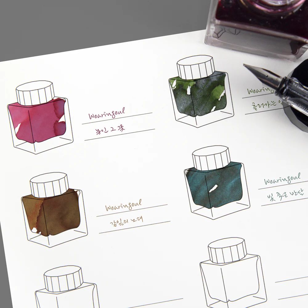Wearingeul Impression Ink Color Swatch Paper - A5 - 10 Ink Bottles