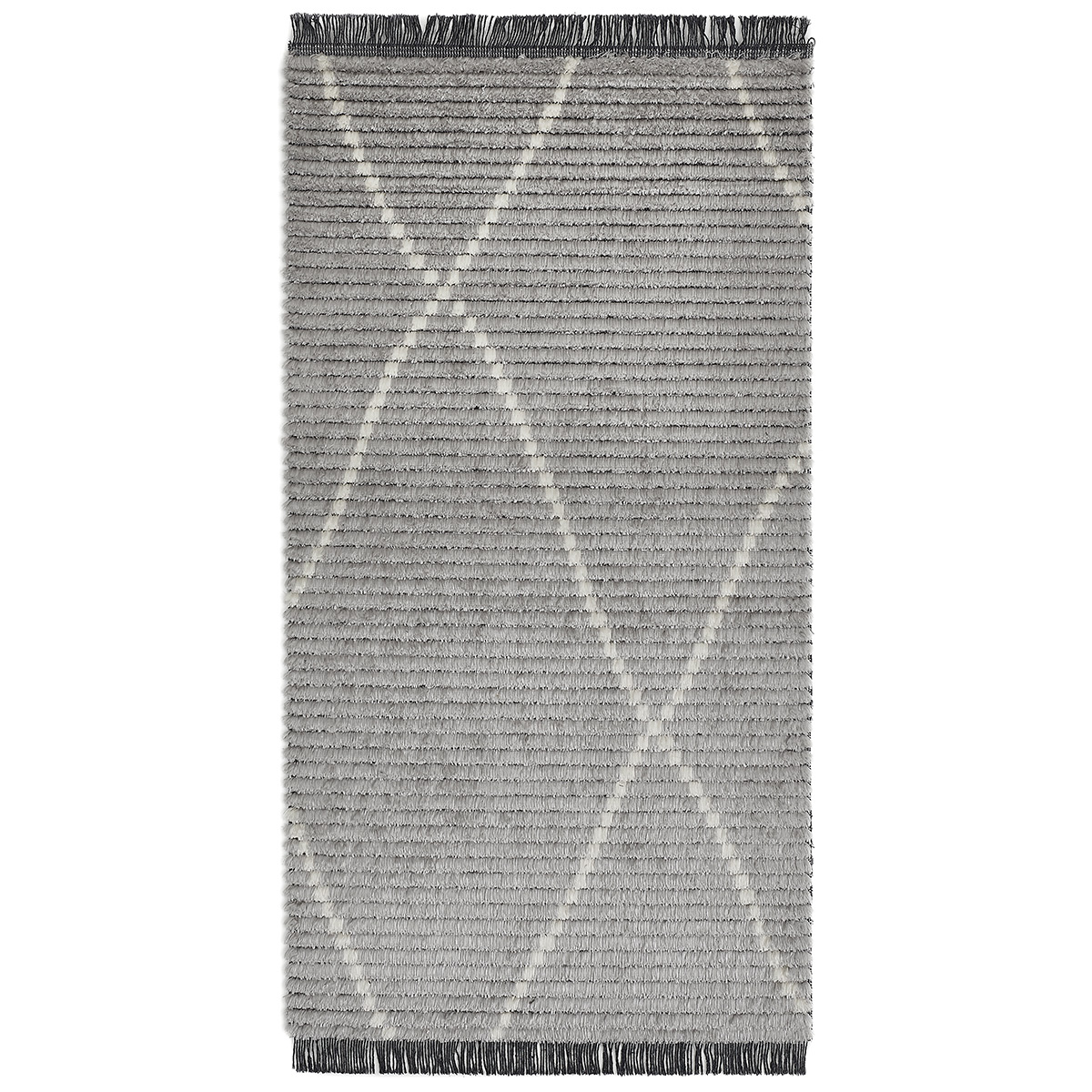 HOMCOM Hochflorteppich mit Fransen Hell-Grau 150 x 80 x 2,1 cm