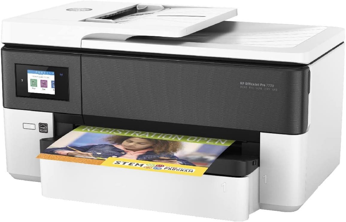 HP OfficeJet Pro 9720e A3-Multifunktionsdrucker, Drucken bis A3, 3 Monate gratis drucken mit HP Instant Ink inklusive, HP+, Drucker, Scanner, Kopierer, Fax, WLAN, LAN, Duplex, Airprint, Grau-Weiß
