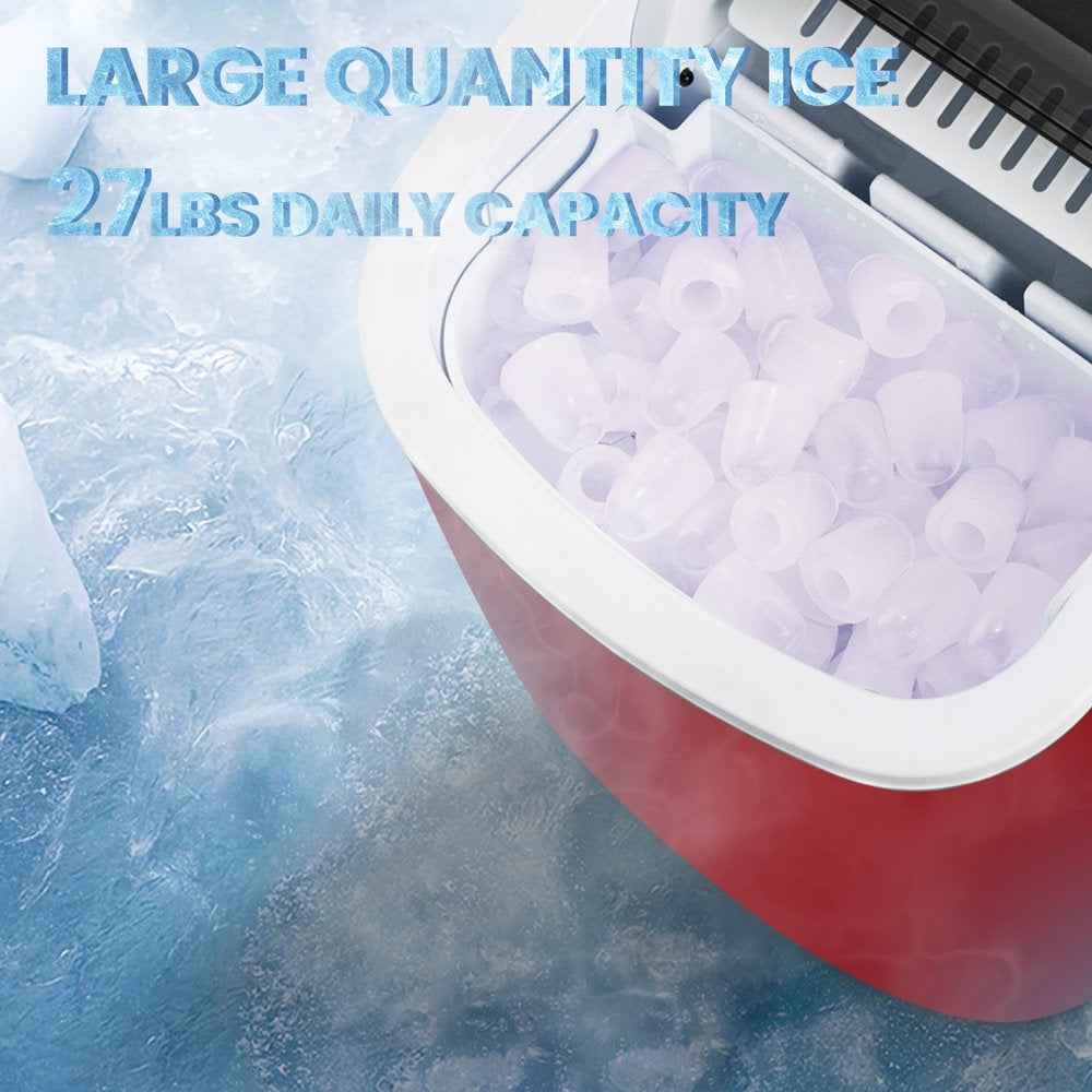 KISSAIR Portable Countertop Ice Maker, 26lbs/24H, Self Cleaning, 9 Cubes in 6 Mins, Compact & Quiet