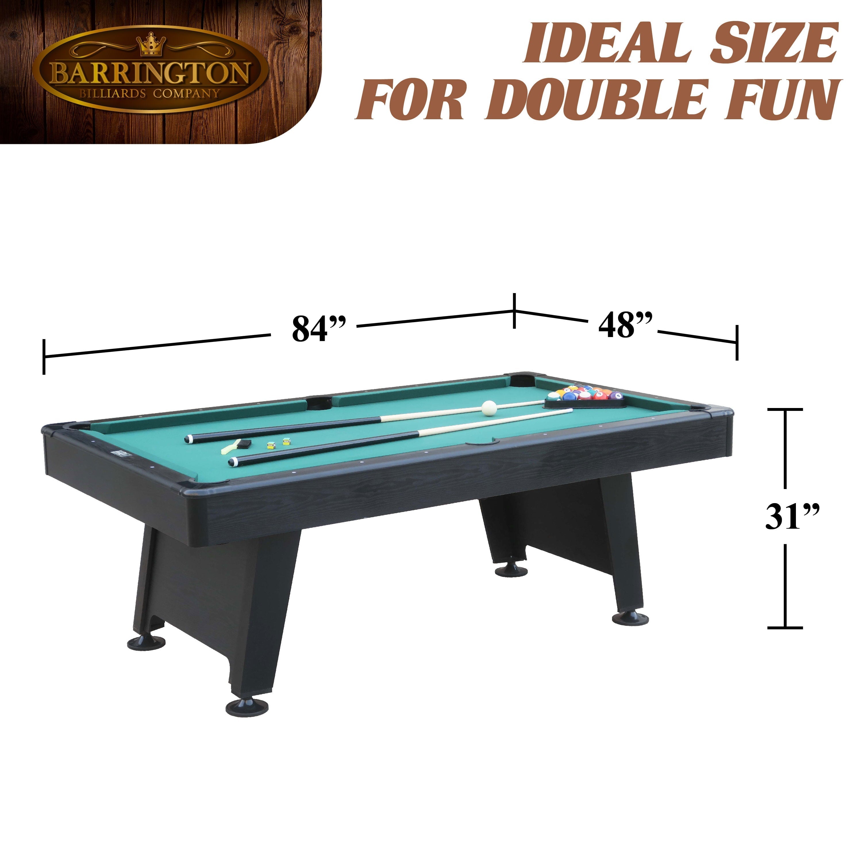 Barrington Billiard 84&prime;&prime; Arcade Pool Table with Bonus Dartboard Set, Green