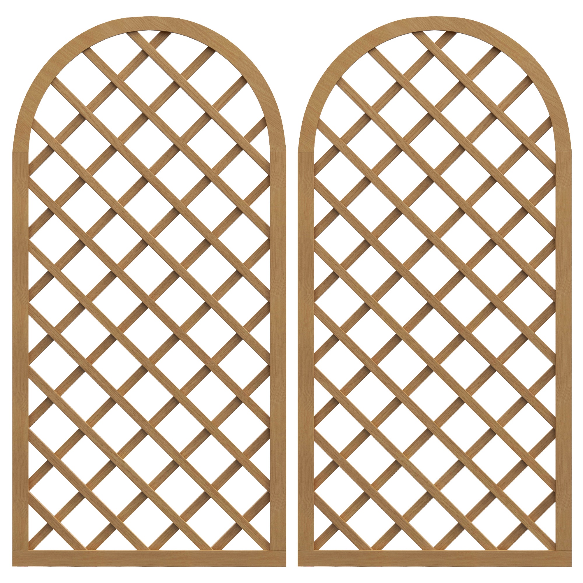 Outsunny Set aus 2 Holzgittern - Bogenpaneele für Kletterpflanzen - Maße einer Paneele: 60L x 120H cm
