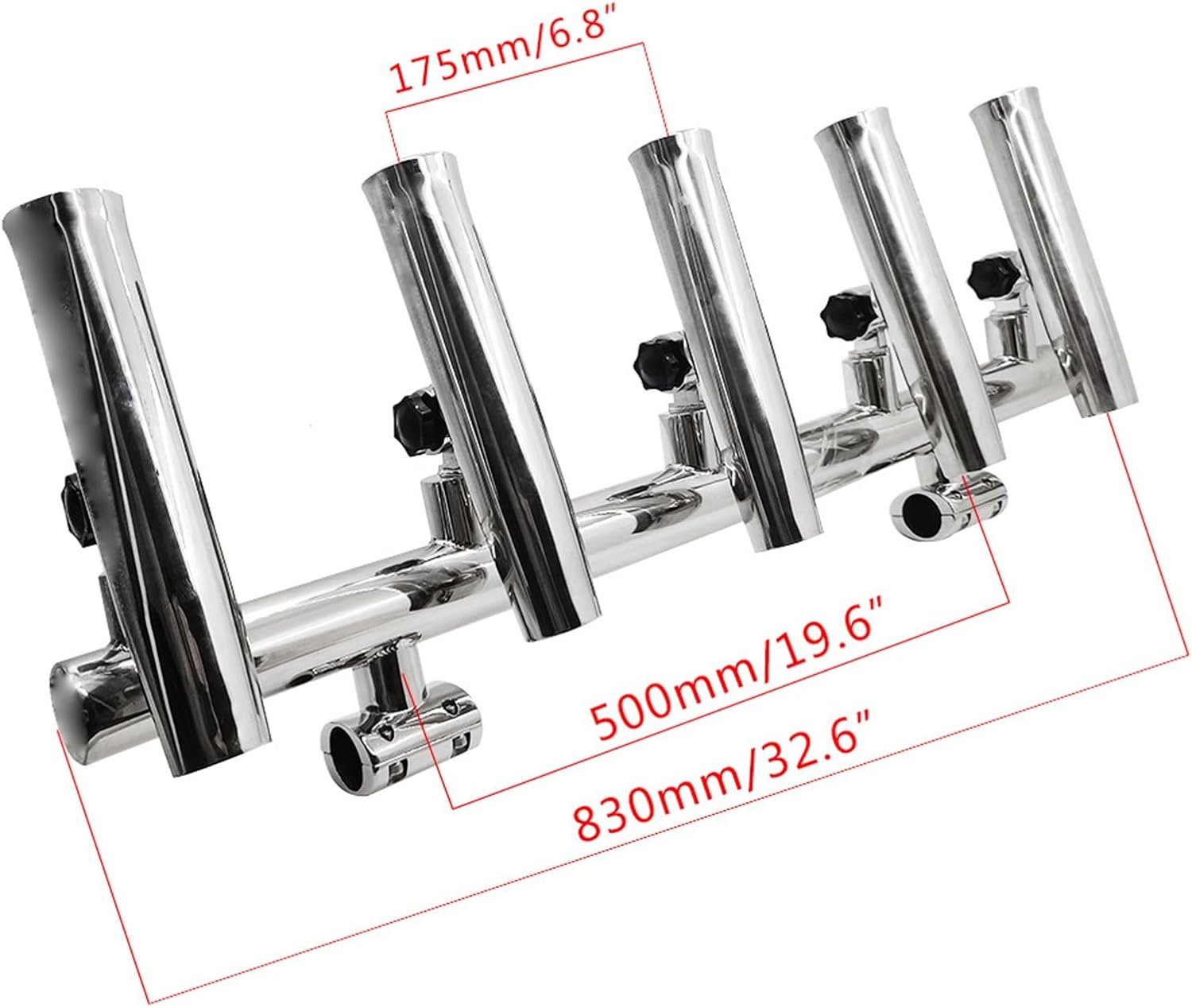 Angelrutenhalter für 5 Ruten, Edelstahl, 180° winkelverstellbar, T-Top-Boot-Raketenwerfer, Clip-on-Halterung, Marine-Angelkonsole für die meisten Angelruten
