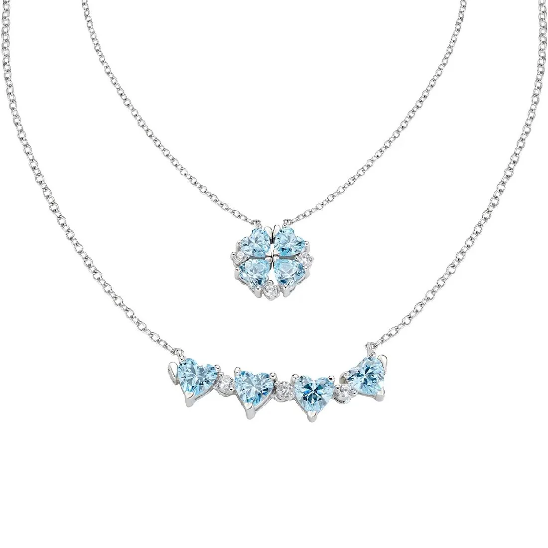 Collana Amen Quadricuore magnetica pietre azzurre CLPMHBAC