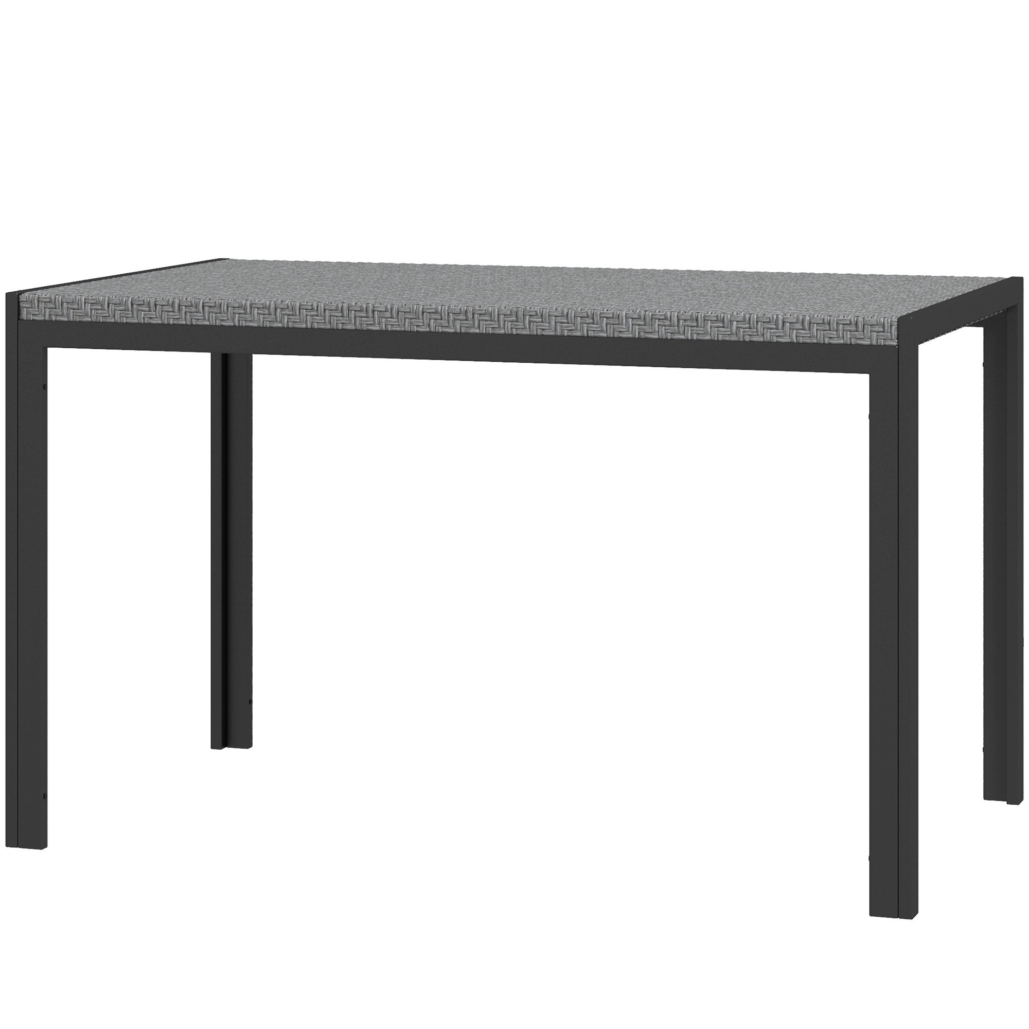 Outsunny Rechteckiger Gartentisch für 4 Personen aus Metall mit Rattan-Effekt PE Geflechtplatte, Maße 120L x 70B x 72H cm