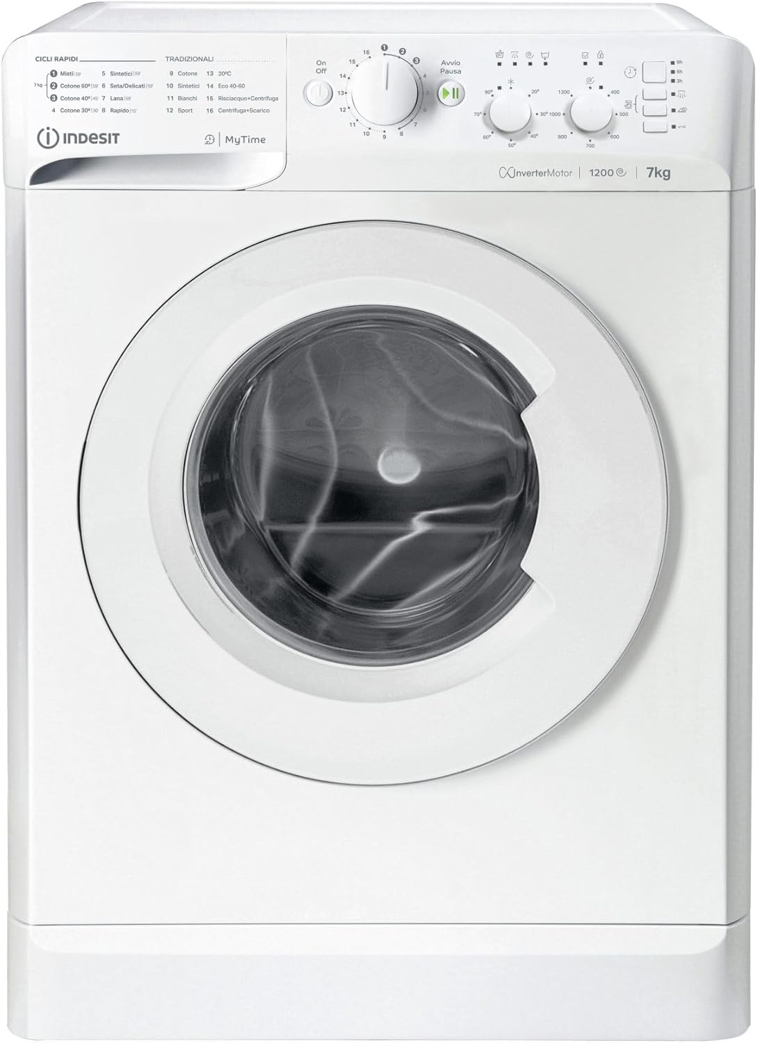 MTWC71296WIT Steam Washing Machine, Front Load 1200 RPM, Spacious 7 kg Basket, Inverter, Quick, Efficient, Energy Class A