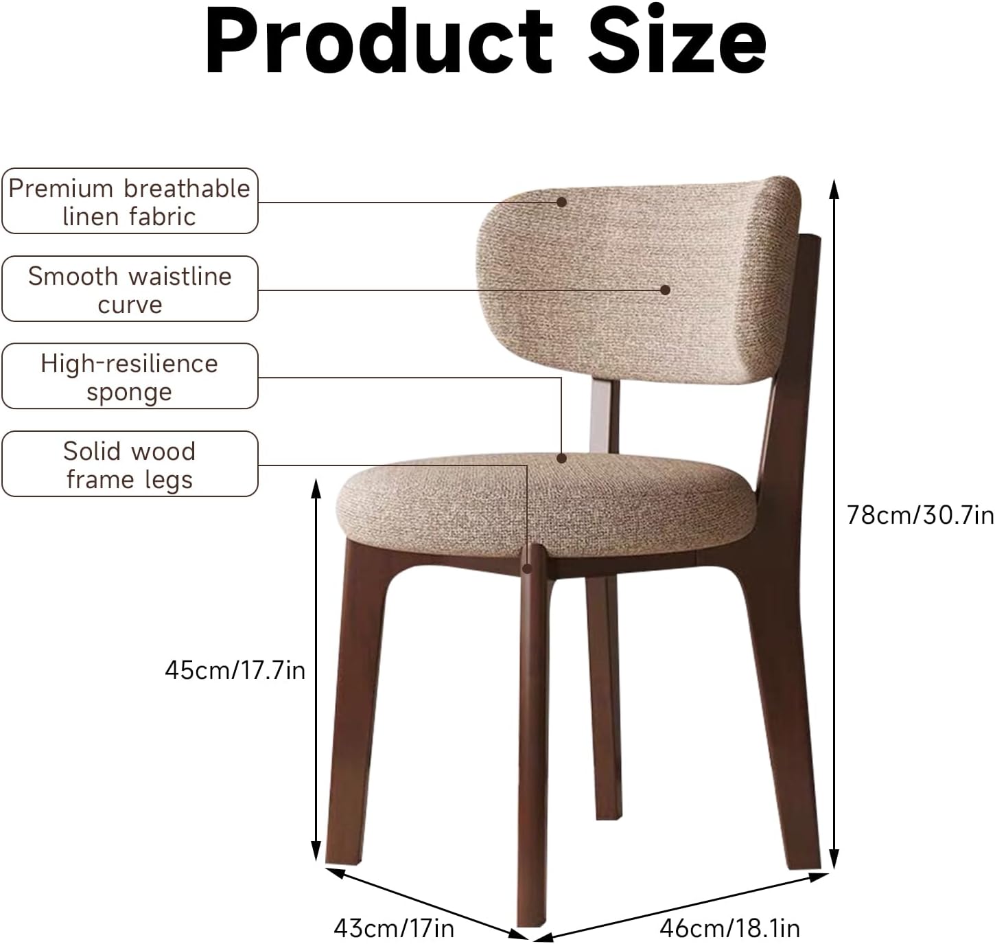 Set di 6 sedie da pranzo moderne in legno, con schienale curvo, gambe in legno massello, per sala da pranzo, cucina, ristorante (gambe in noce/grigio scuro)