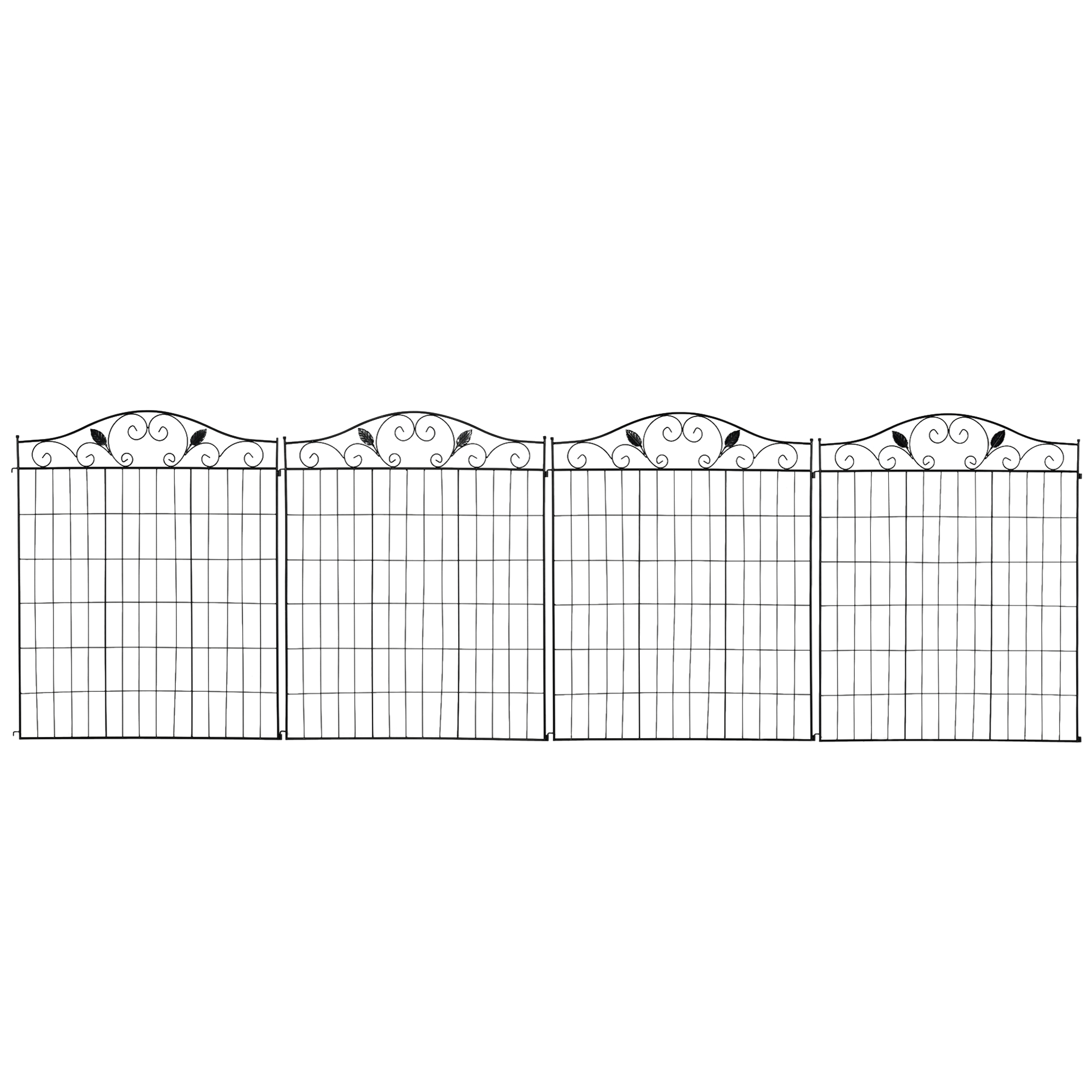 Outsunny Gartenzaun Gitterzaun Zaun, Vintage-Design, wetterbeständig, 365 cm x 0.8 cm x 112 cm, Schwarz