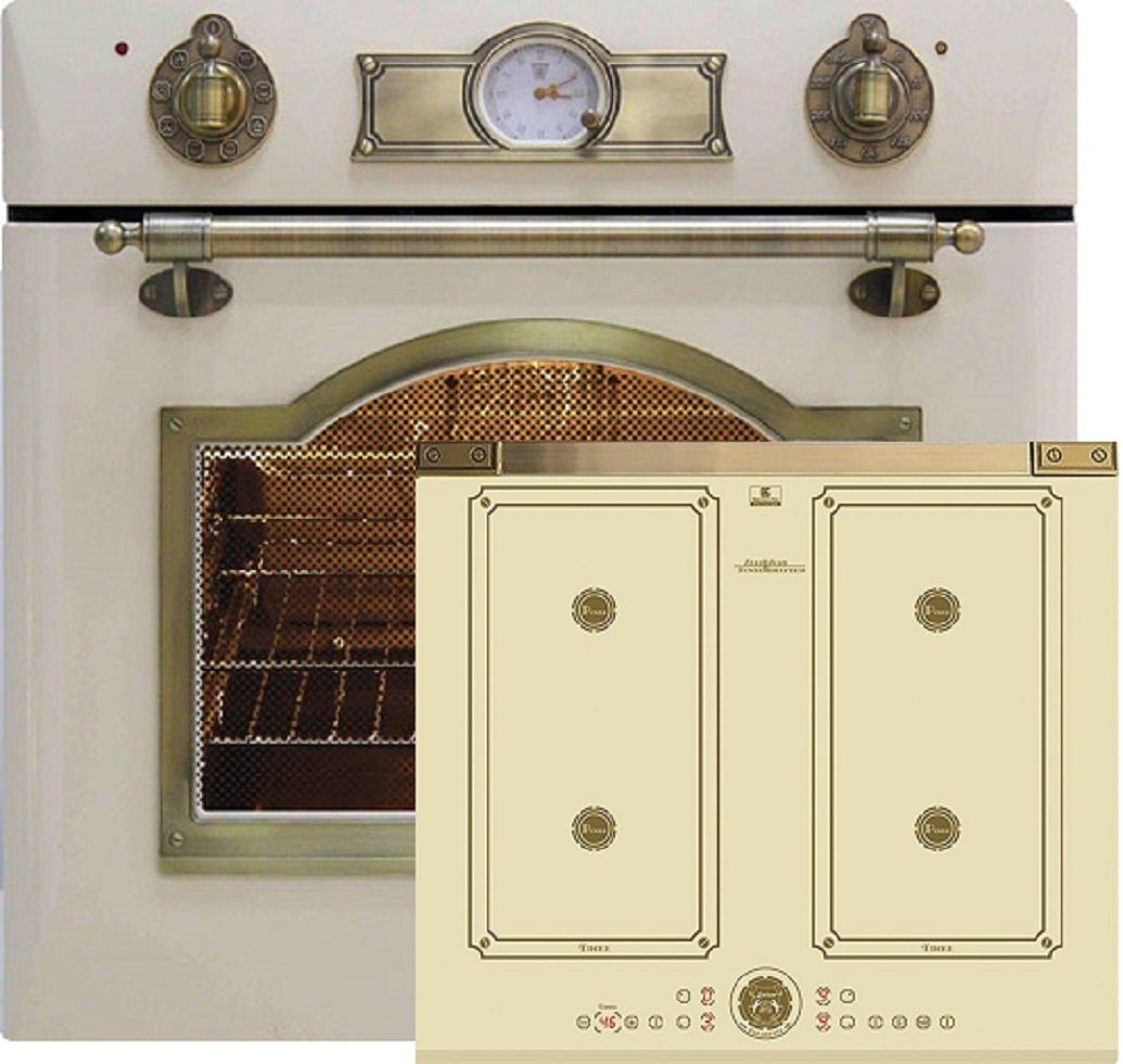 Backofen-Set Herd Set Autark Elektro,Retro, Autark, 60cm, 67L+Induktions-Kochfeld, 60 cm FREE ZONE mit 2 FLEX Induktions-Zonen EH 6355 ElfEm+KCT 6745 ElfAD