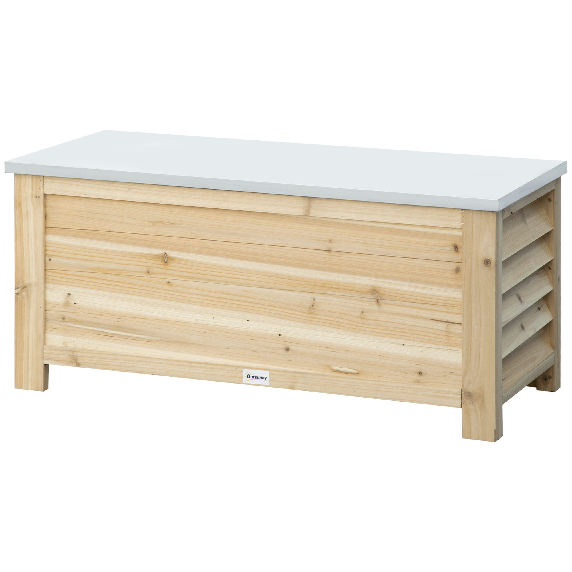 Outsunny Gartentruhe aus Holz und verzinktem Metalldeckel 155L mit Gasdruckfedern - 110 x 50 x 50 cm