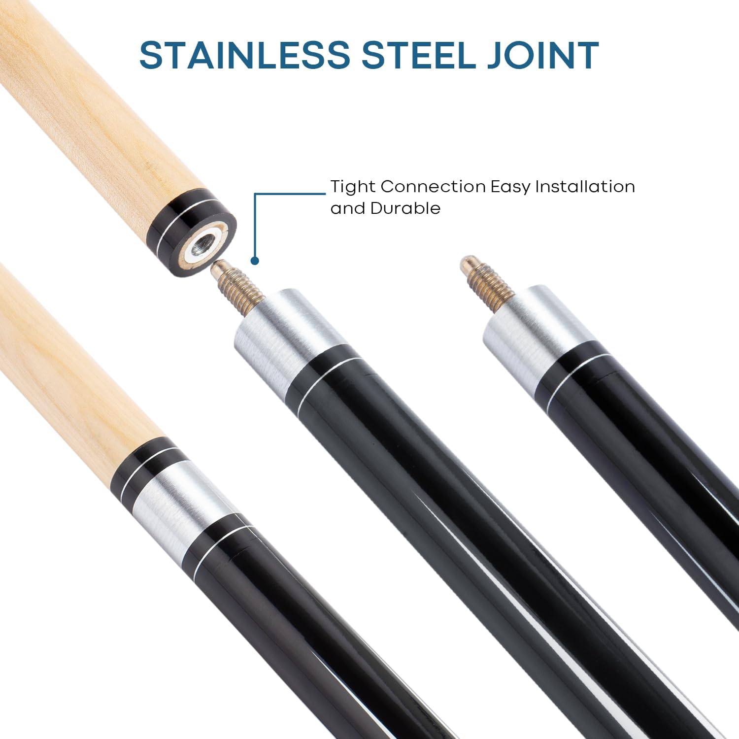 Sinsilvie 13mm 58 Pollici 19 20 Once Stecche Biliardo Pool,1/2 Maple Pool Cue Stick,Bastone da Biliardo da Bar per Uomini e Donne.