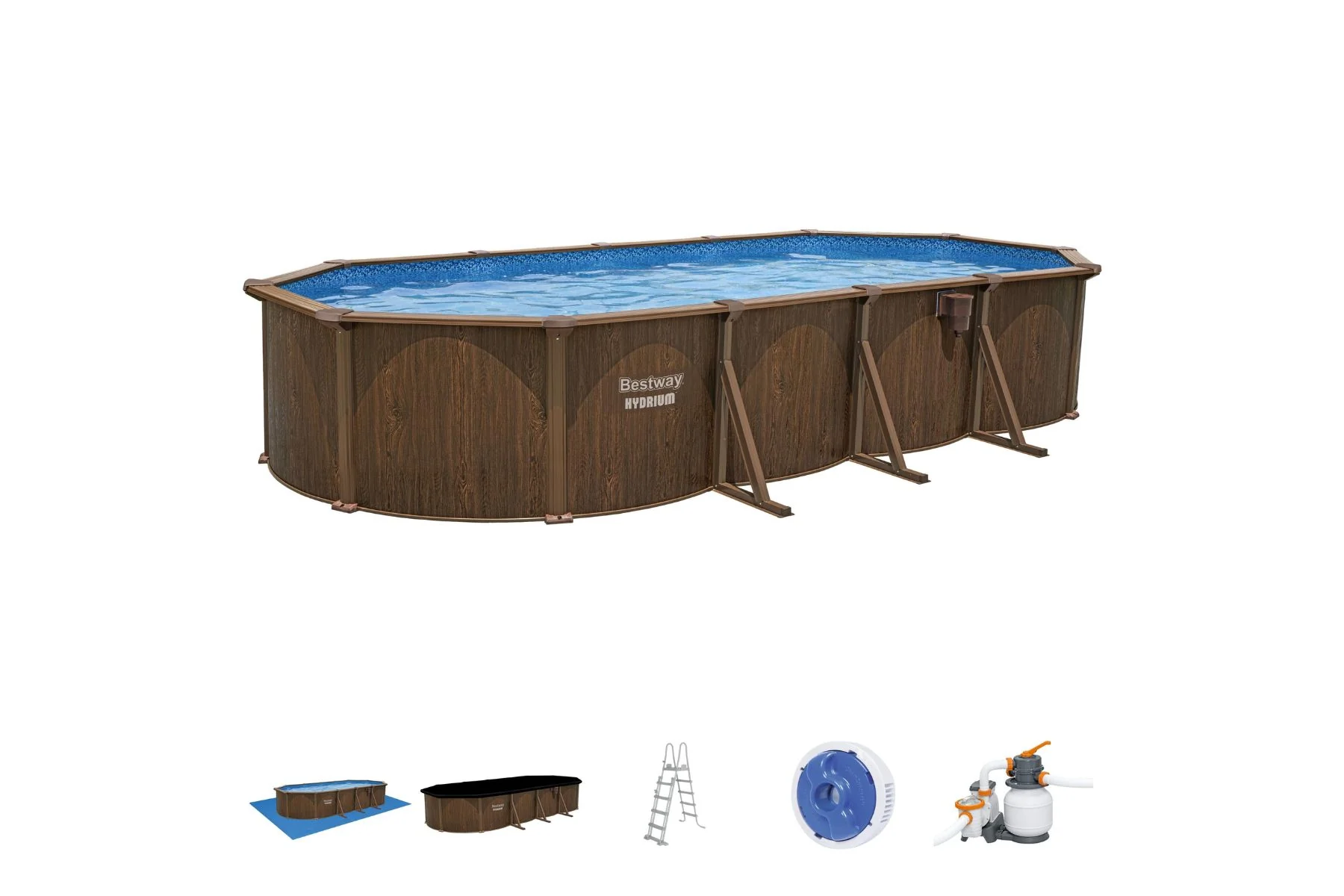 2025 Kit per piscina ovale Hydrium in acciaio effetto legno da 24 piedi x 52 pollici per piscina fuori terra