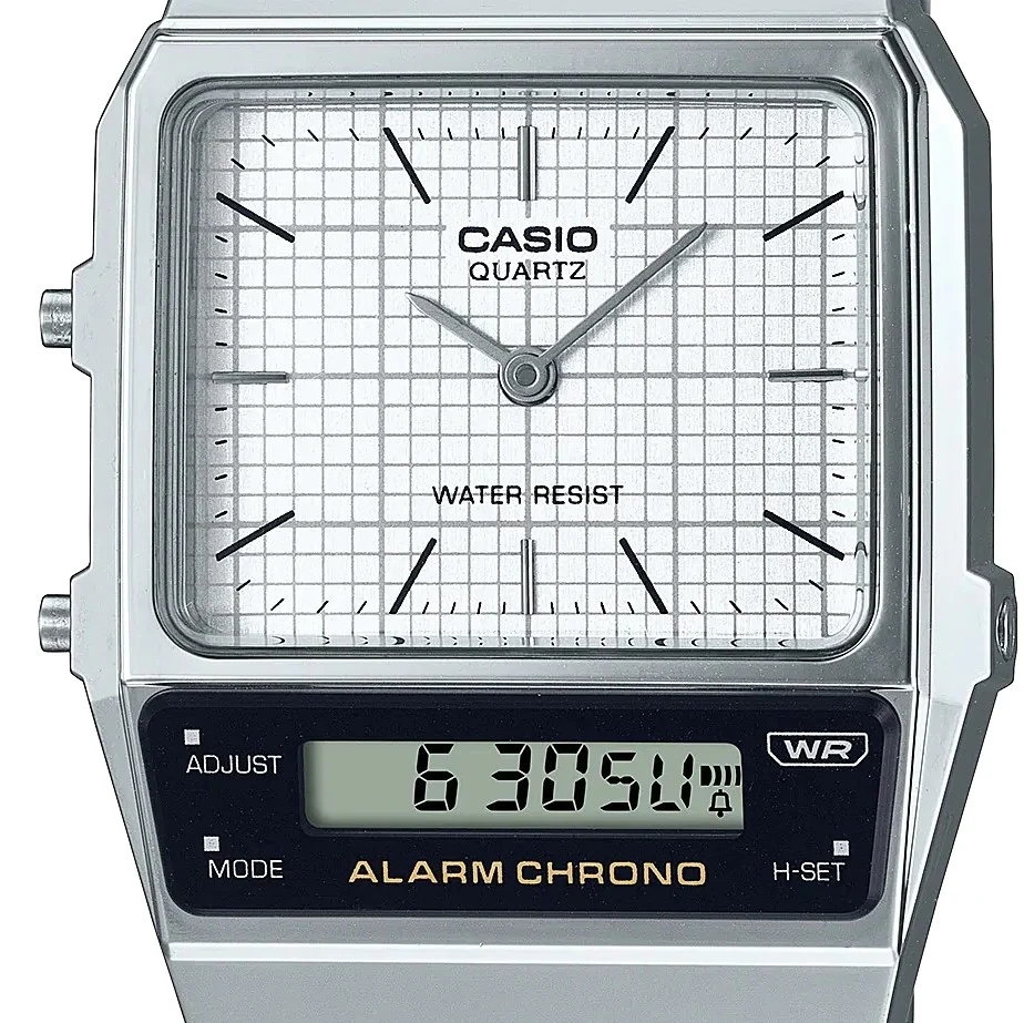 Casio vintage AQ-800E-7AEF doppio fuso orario bianco