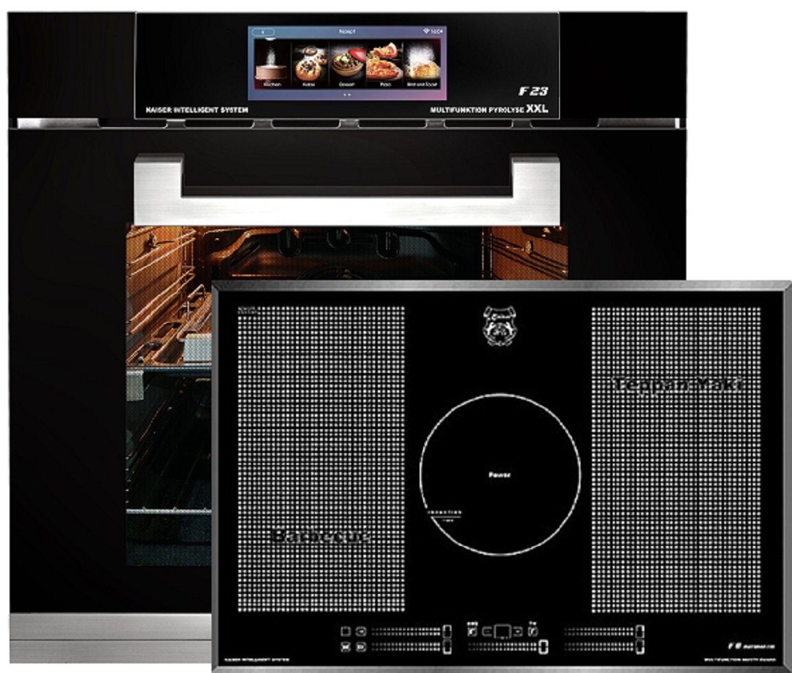Backofen-Set Herd set Autark Elektro Backofen, Air fryer,79L mit Free Zone Induktions Kochfeld 77cm Autark EH 6344+KCT 777 FI