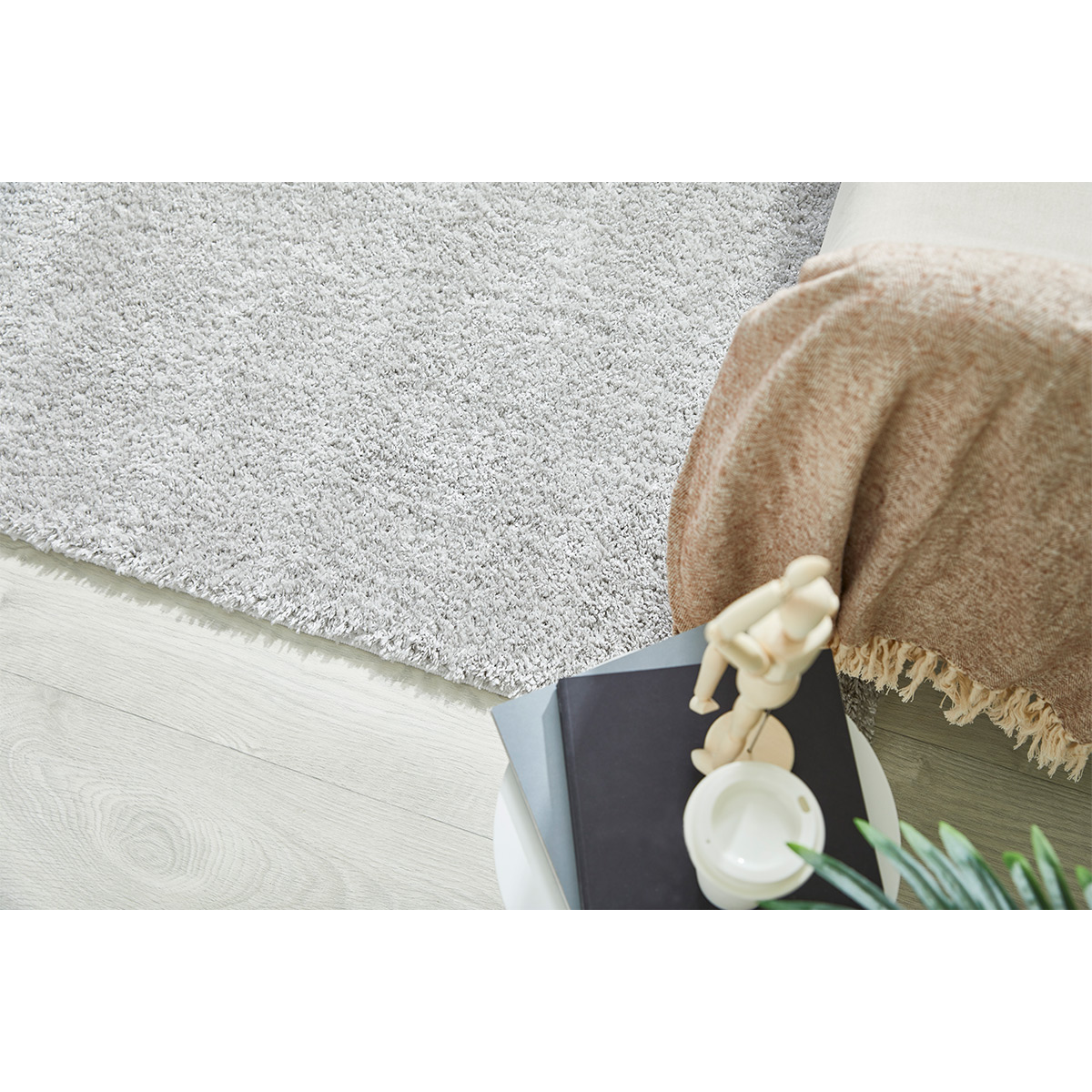 HOMCOM Hochflor Teppich Grau 150 x 80 x 4 cm