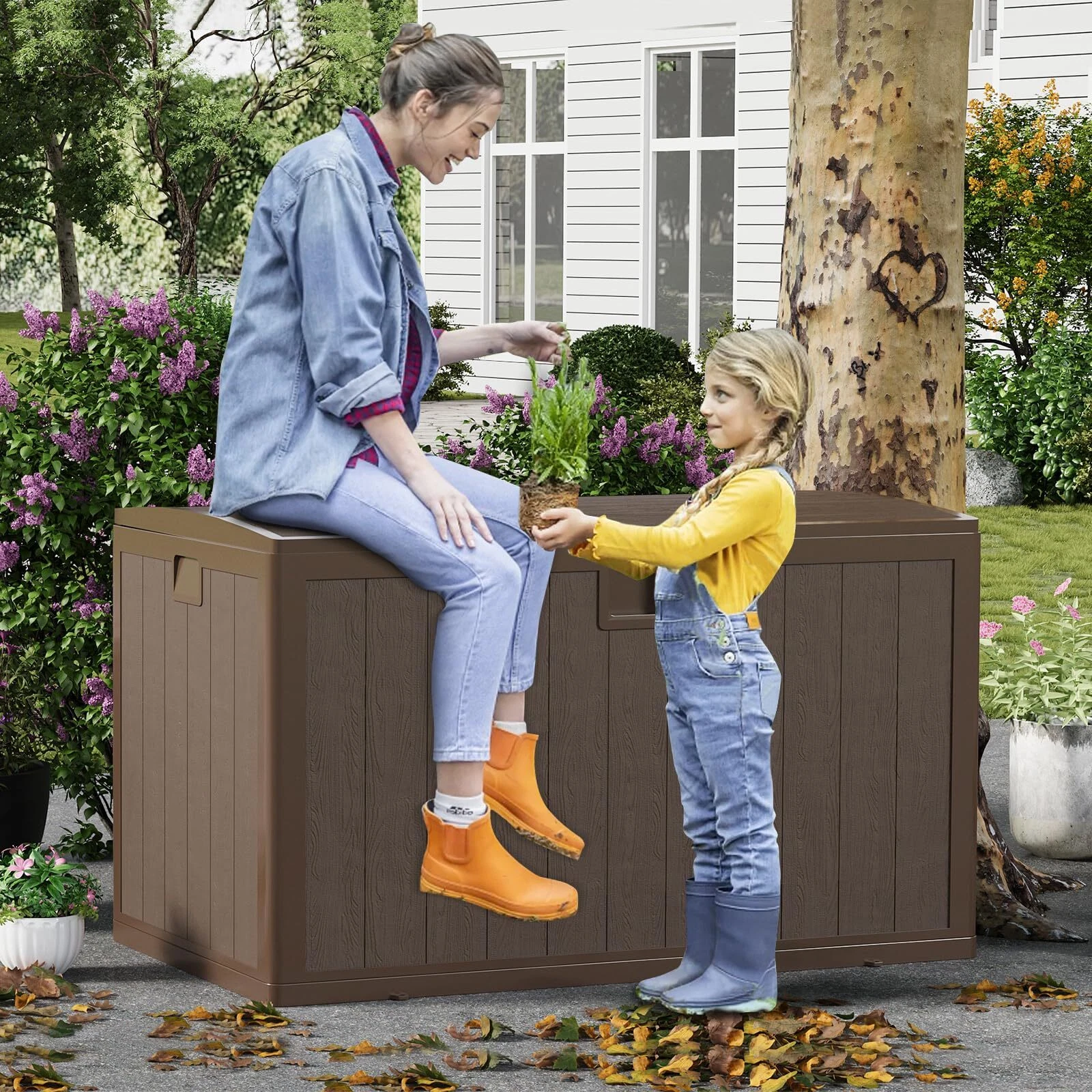 Scatola da esterno impermeabile da 130 galloni – Contenitore in resina per terrazza e giardino