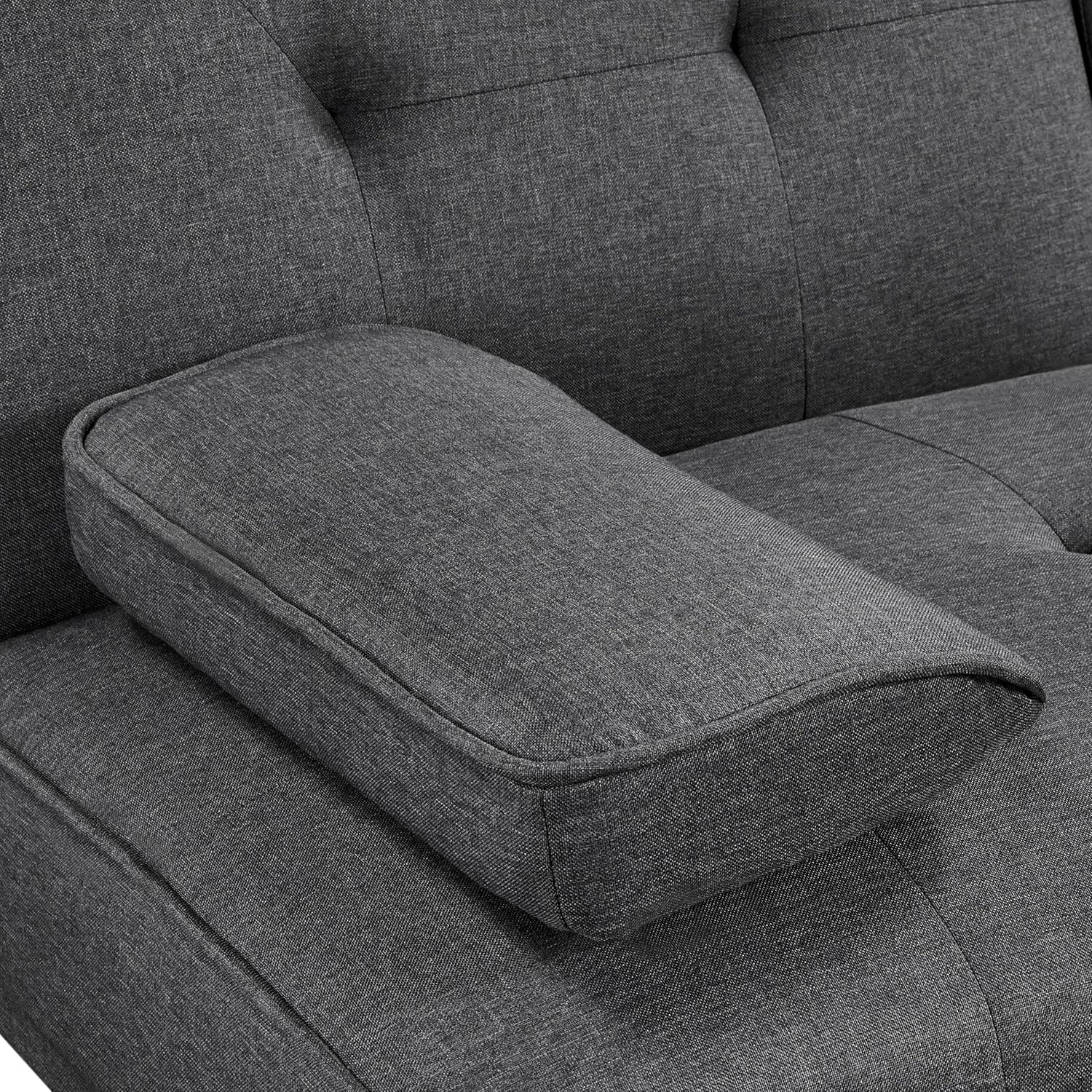Yaheetech Divano Convertibile in Letto con 2 Cuscini Divano Letto Pieghevole 3 in 1 Mobile Arredamento con Piccolo Tavolino 167 × 81,5 × 75 cm da Soggiorno in Tessuto Grigio Scuro
