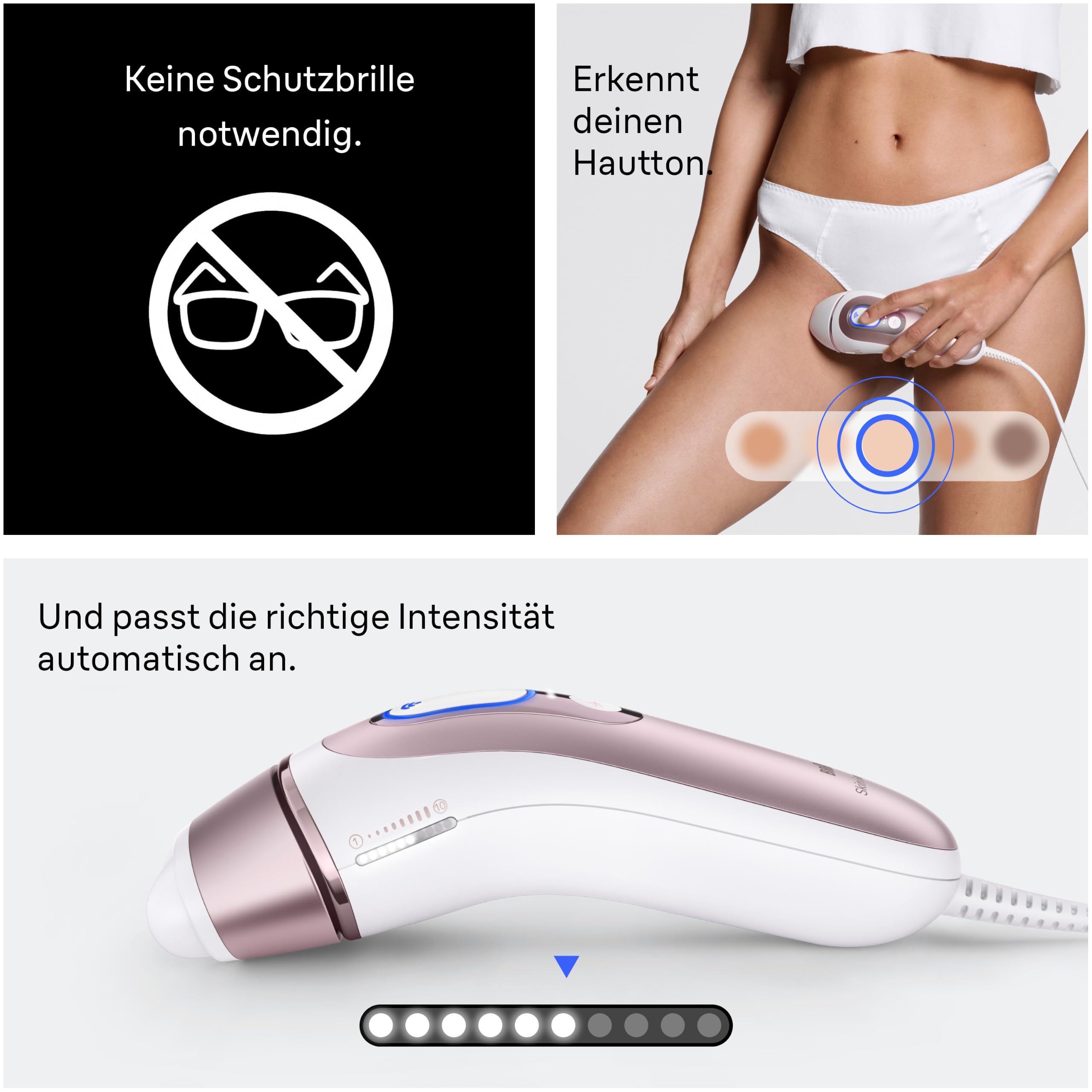 IPL Haarentfernungsgerät Skin i·expert 7 PL7311 mit Smart Flex Aufsatz, 2 Aufsätzen und Rasierer