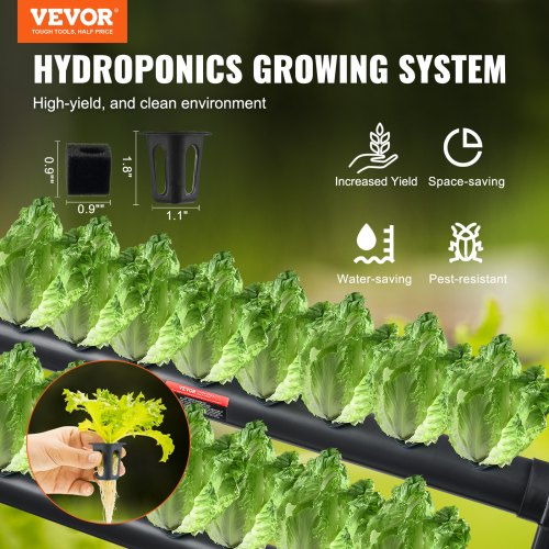 VEVOR Hydrokultur-Anbausystem, 36 Standorte, 4 Schichten, dunkelgraue PVC-Rohre, Hydrokultur-Anbauset mit Wasserpumpe, Timer, Körben und Schwämmen für Obst, Gemüse, Kräuter
