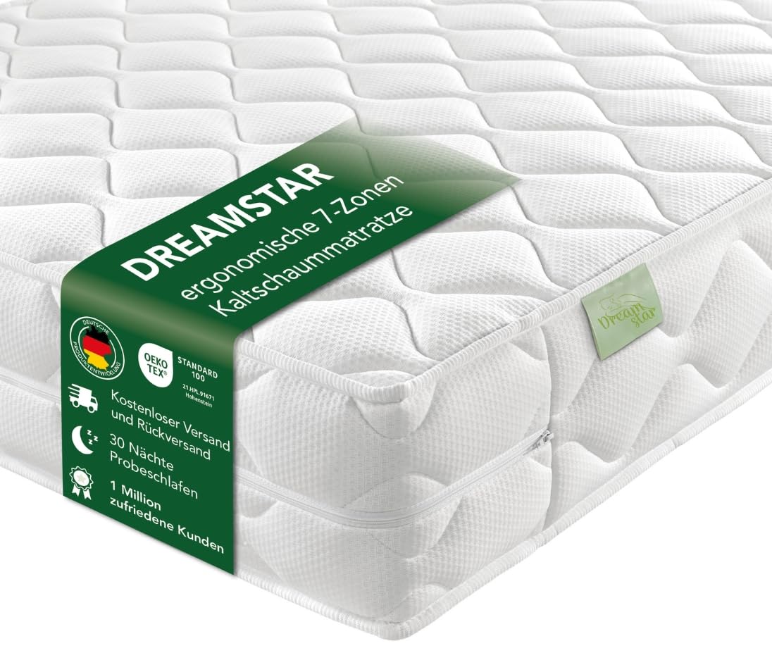 DREAMSTAR Ergo Flex XXL Duo 7-Zonen Kaltschaummatratze mit zwei Liegehärten