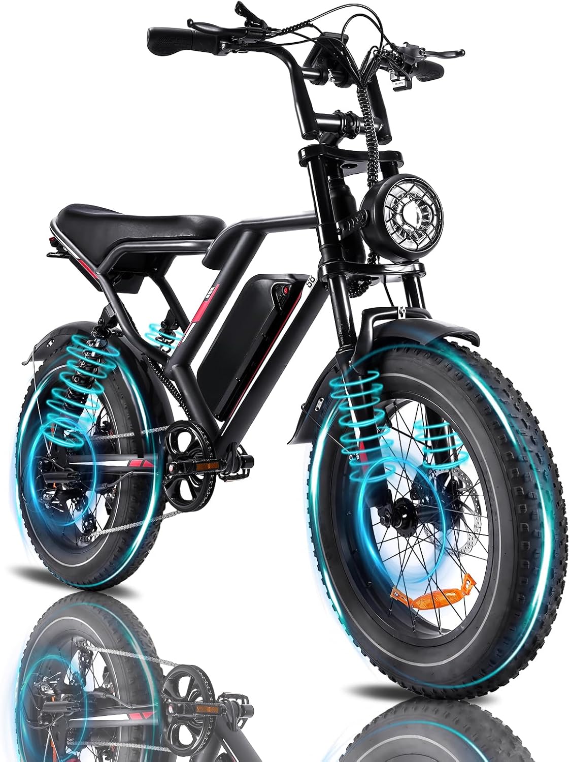 Bici Elettrica per Adulti, Autonomia Massima di 50-80Km, Bici Elettrica con Pneumatici Fat da 20