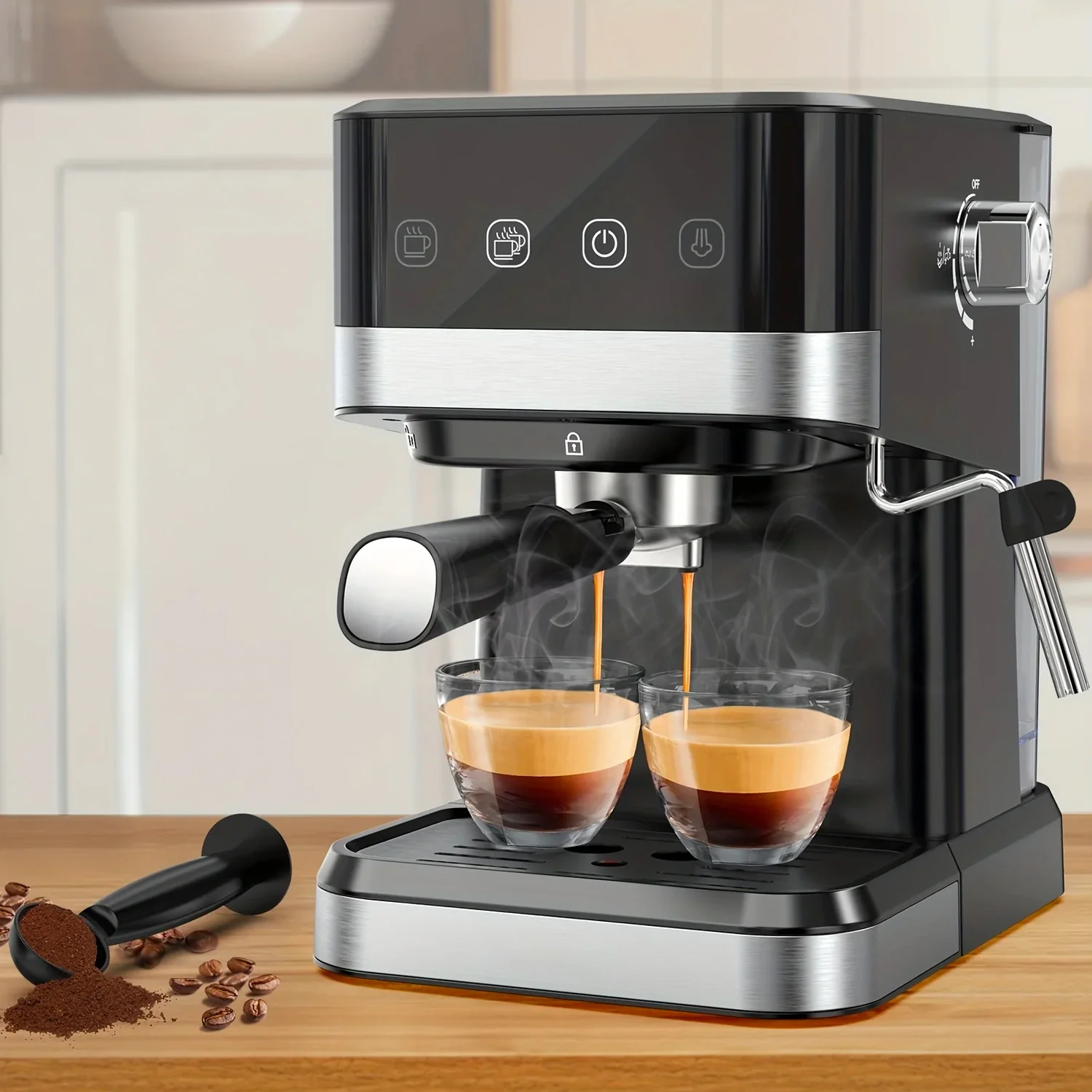 Macchina Da Caffè In Plastica E Acciaio 1050w 1,5l Nero