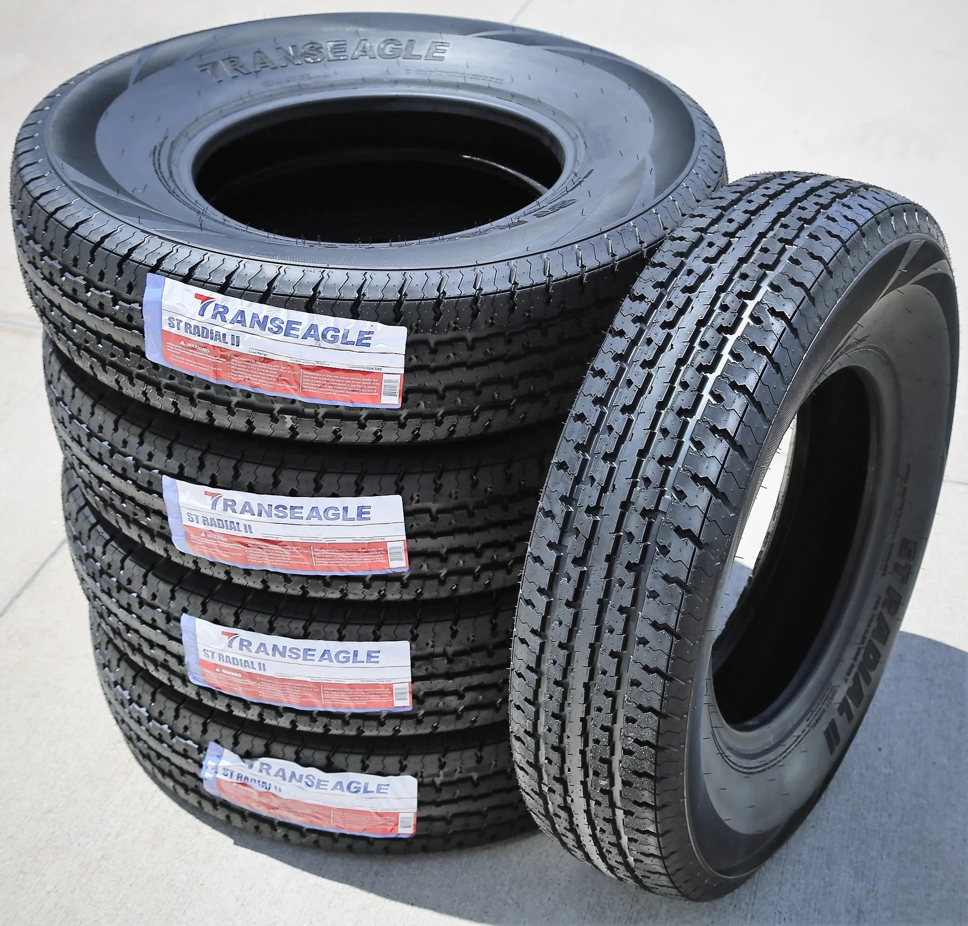Pair of 2 Transeagle ST Radial II Steel Belted ST205/75R15 205/75R15 107/102L D 8 Ply Trailer Tires