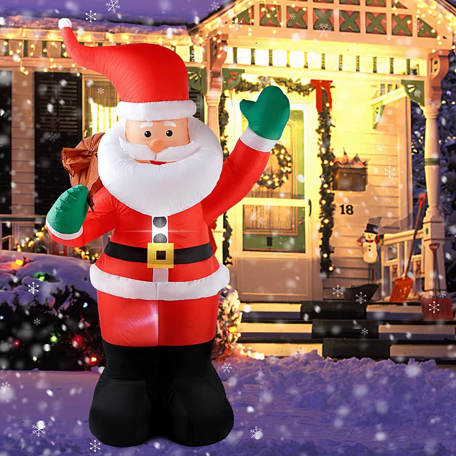 Inflatable Santa Claus 6ft with LED Lights & Gift Bag for Outdoor Christmas Decoration