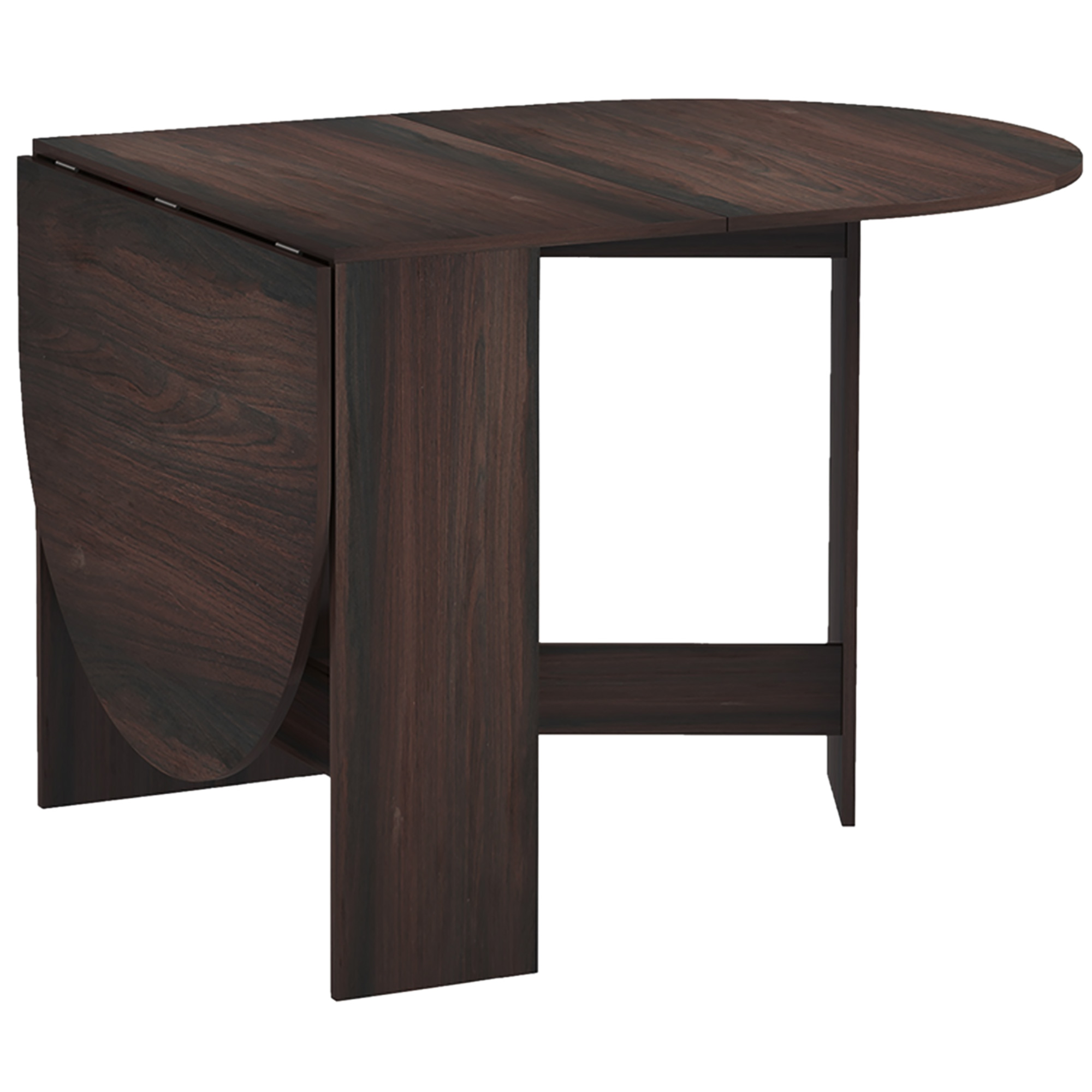 HOMCOM Klappbarer Tisch mit 2 Ovalen Klappen, Platzsparende Konsole aus Holz, Braun