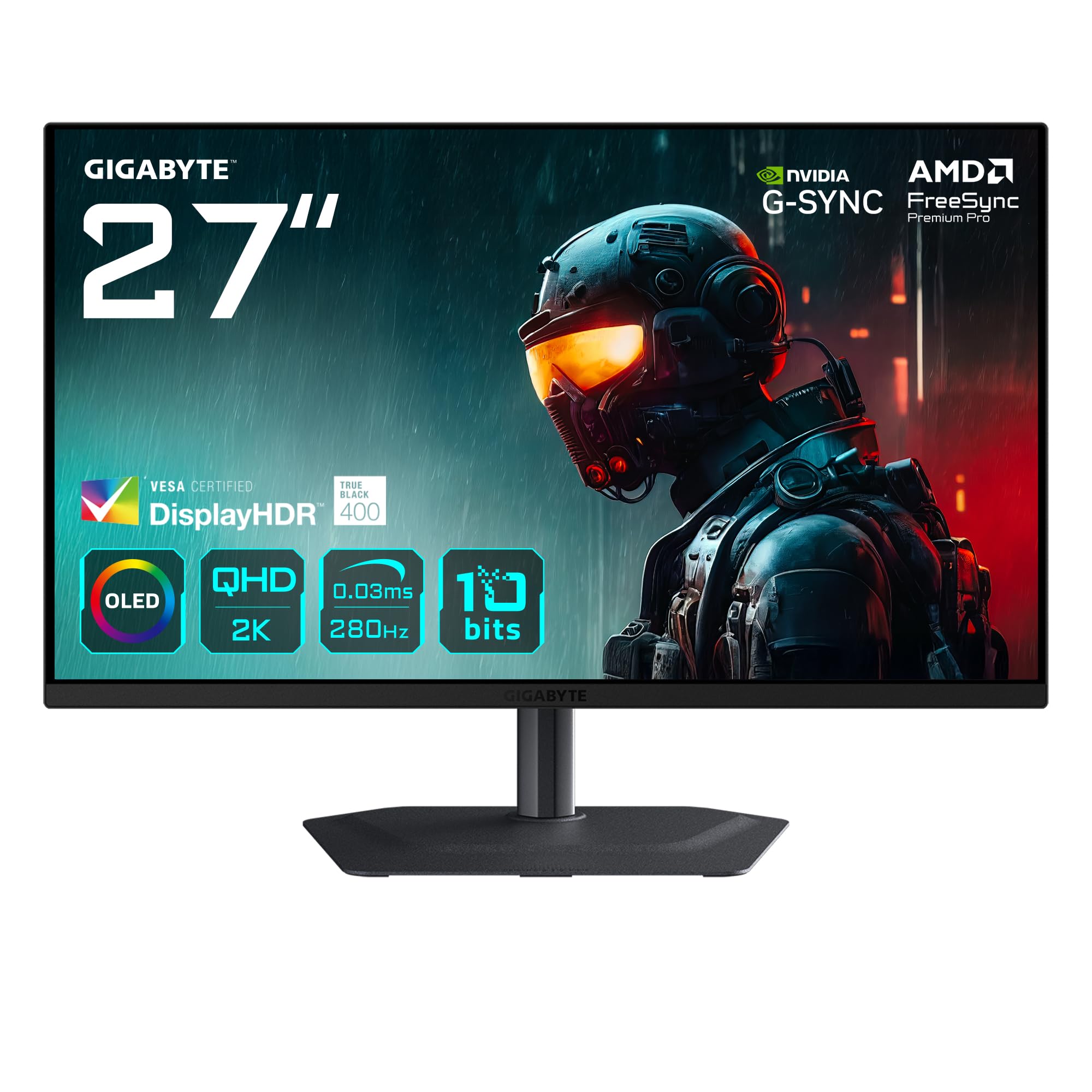 OLED-Spielmonitor 27 Zoll mit QHD-Auflösung 2560 x 1440 280 Hz Bildwiederholrate 0,03 ms Reaktionszeit 10 Bit 99 % DCI-P3