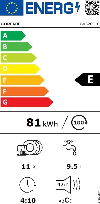 Gorenje GI 520 E15X Teilintegrierbarer Geschirrspüler / 45cm / 9 Maßgedecke / 5 Programme / 1h Reinigungsprogramm / höhenverstellbarer Oberkorb / vollständiger Überlaufschutz, Eingebaut, Edelstahl