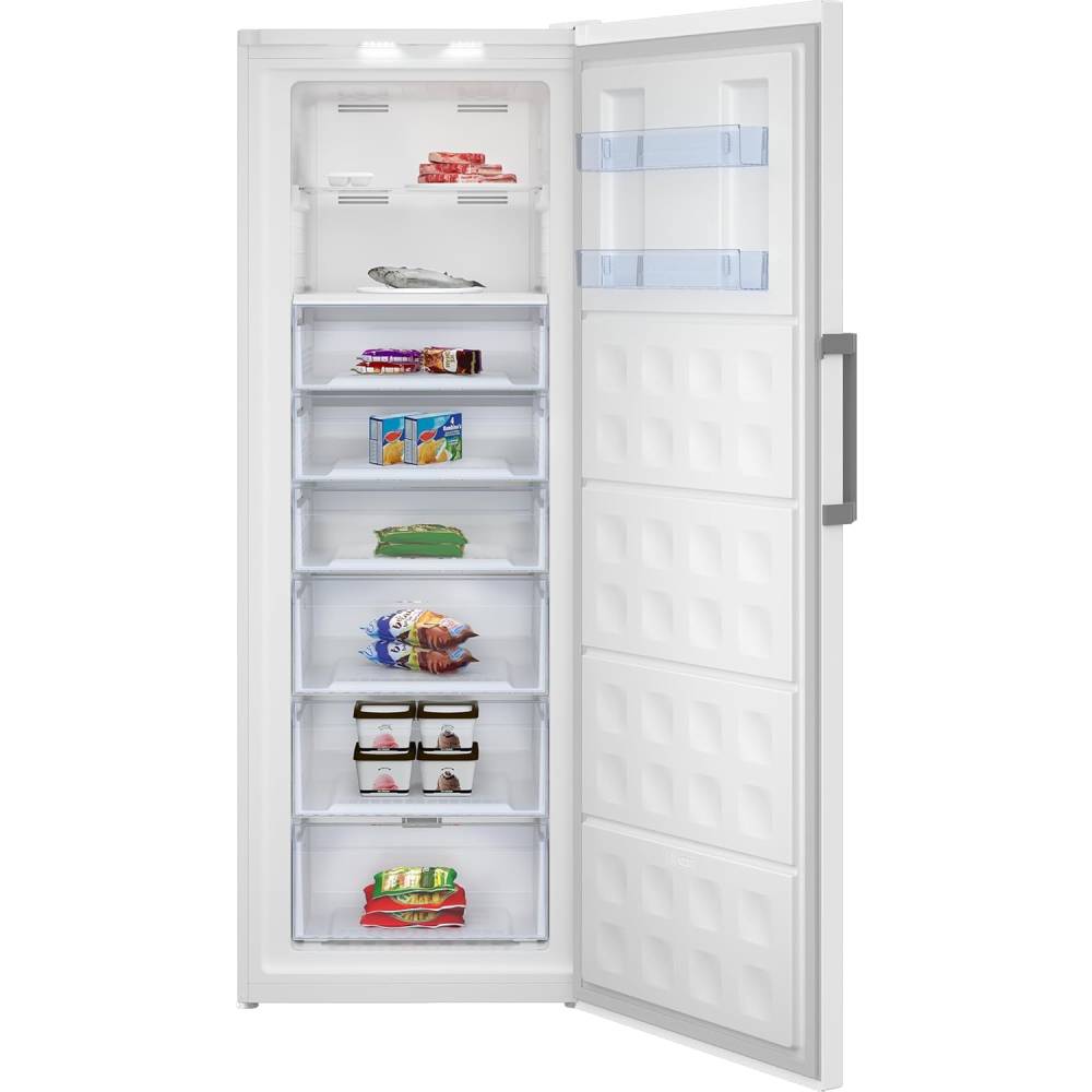 Gefrierschrank 404 l No Frost mit Schnellgefrierfunktion und Multifunktionsdisplay, 6 Schubladen und 2 Fächer, 36 dB, für unbeheizte Räume, Weiß