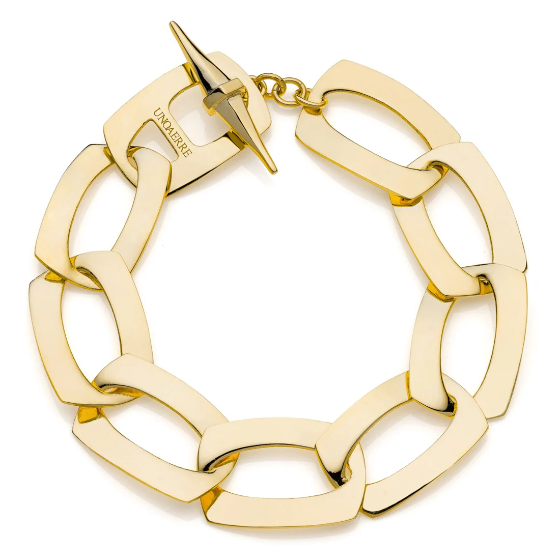 Bracciale Unoaerre 2444 a maglia piatta curva in bronzo dorato giallo