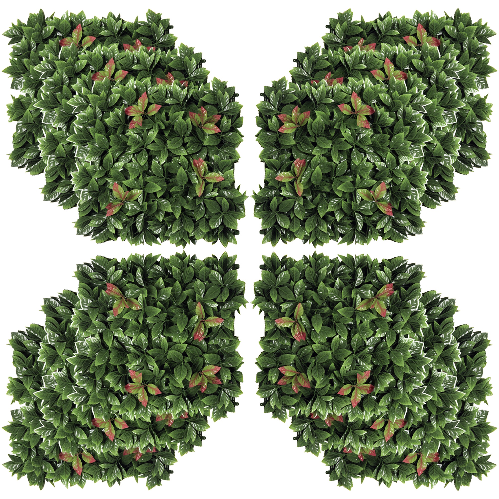 Outsunny 12 Stück künstliches Pflanzenwand Hecke 50x50 cm UV-Schutz Sichtschutz Glanzmispeln Design Heckenpflanze für Garten Outdoor Dekor