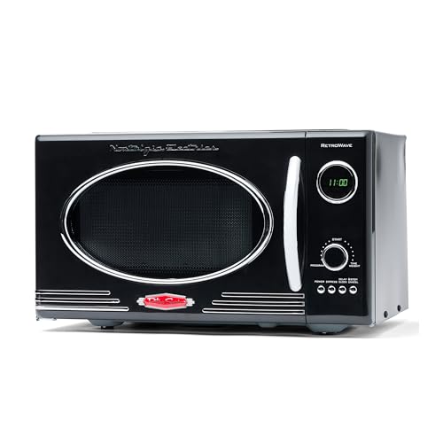 Nostalgia Microonde Retro da Banco   Grande 800 Watt   25 L   12 Impostazioni di Cottura Pre Programmate   Orologio Digitale   Elettrodomestici da Cucina   Nero : Amazon.it: Casa e cucina