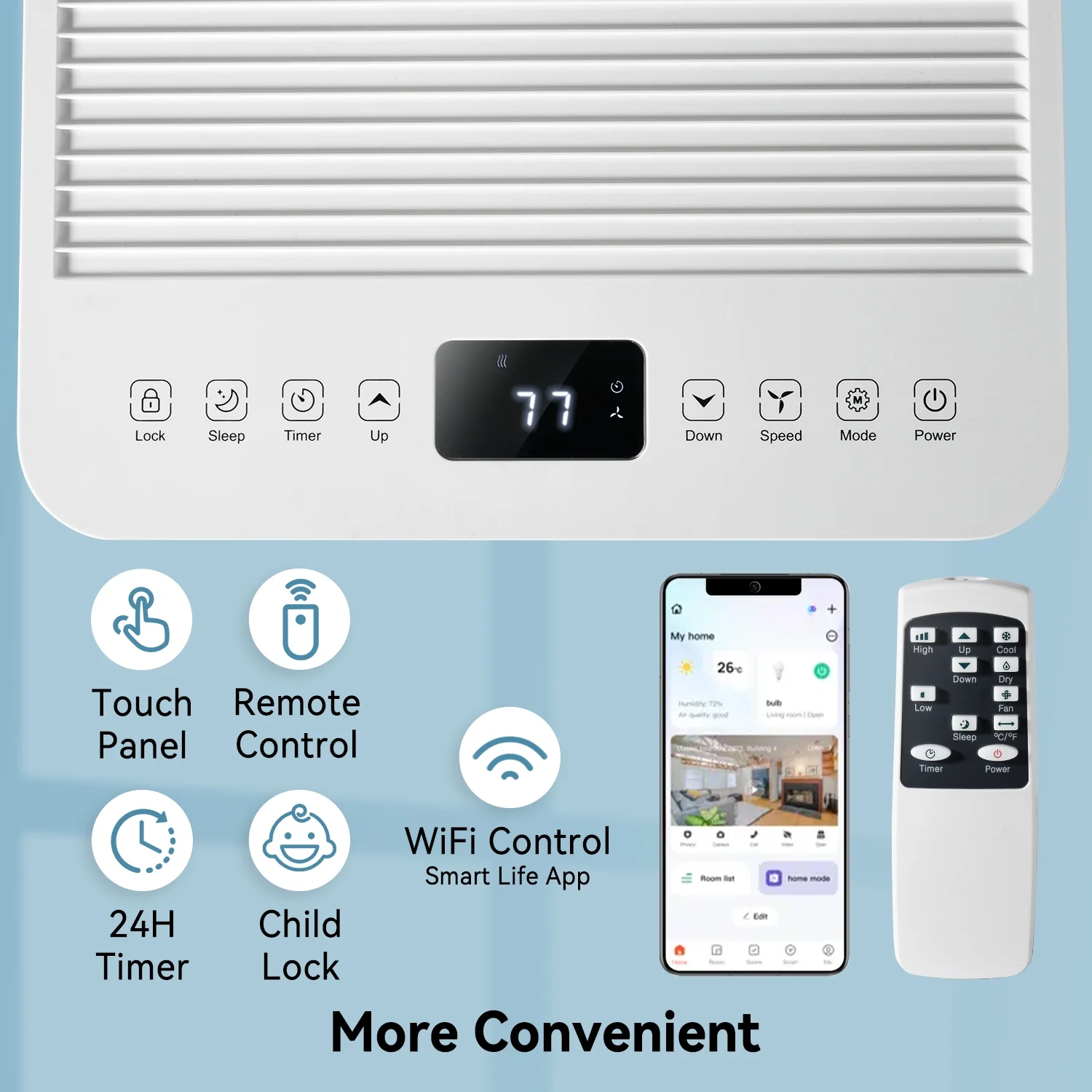Bapipro 10,000 BTU Smart Portable AC - WiFi/Remote, 4-in-1 for 300 Sq.Ft, 24H Timer, Window Kit, ��55dB, ETL Certified