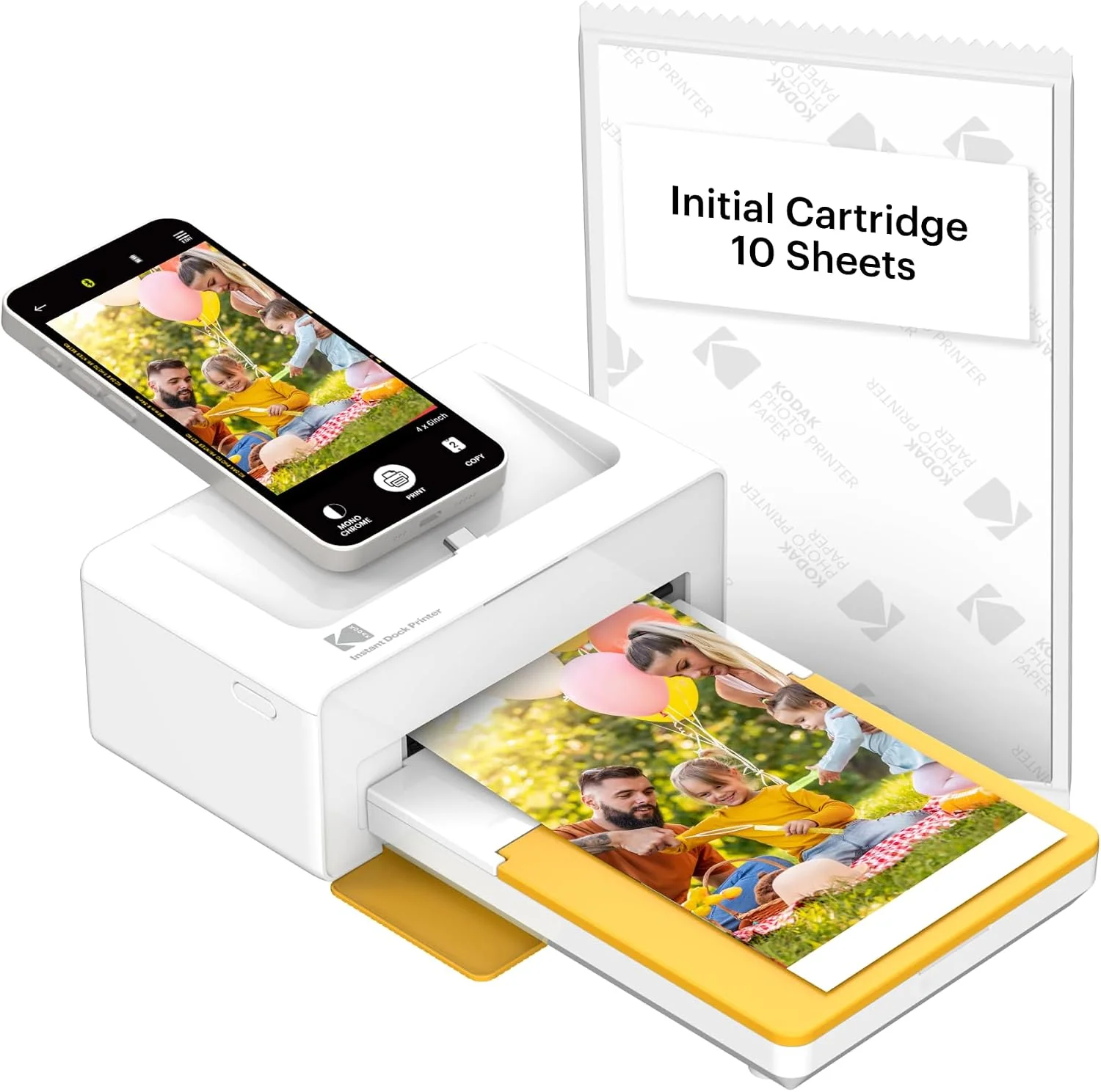 KODAK Dock Plus 4PASS Mobiler Fotodrucker (10x15cm) + 10 Blatts