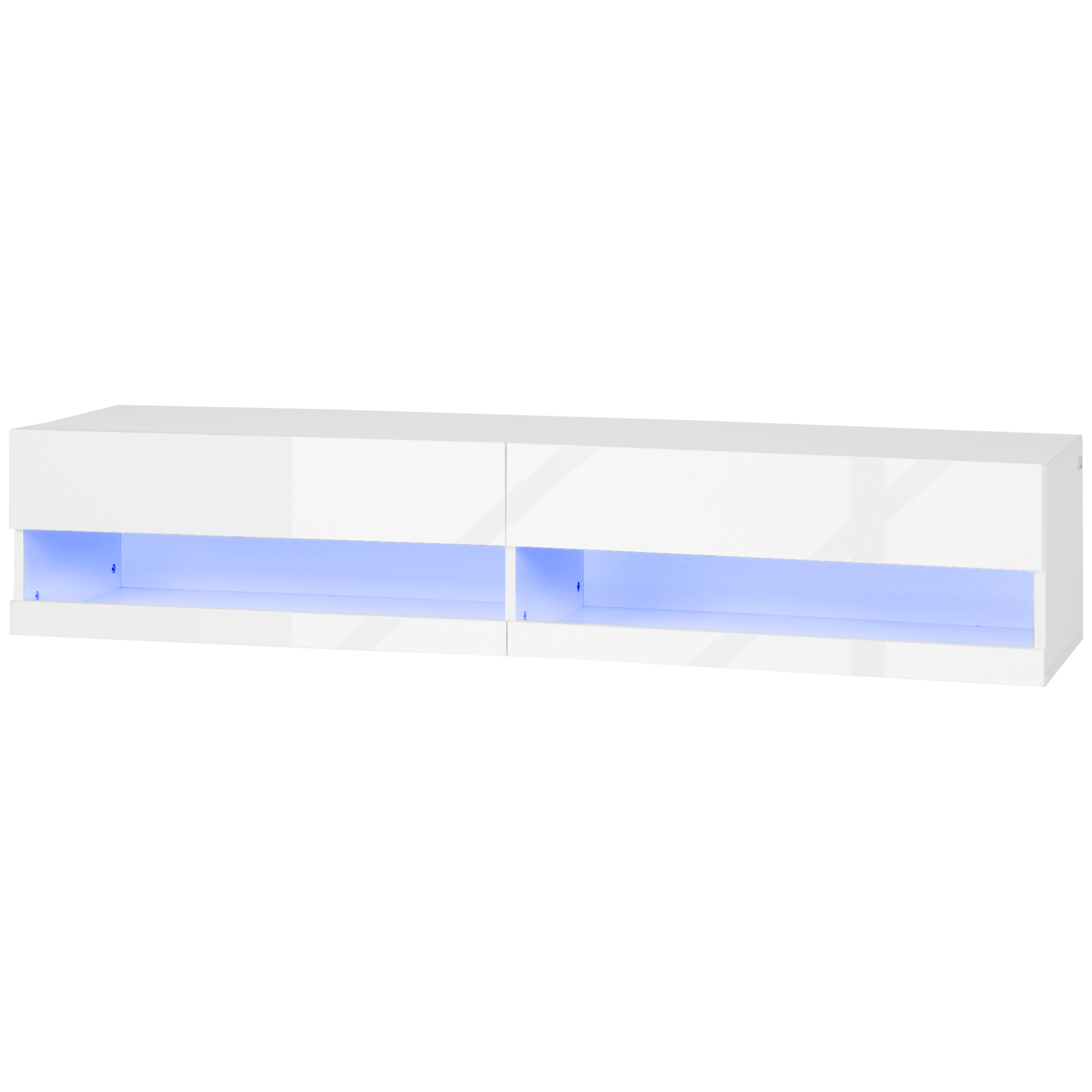 HOMCOM TV-Möbel TV-Wandmöbel mit LED im modernen Stil - Schränke mit 2 Klapptüren und 2 Kabeldurchlässen aus Holz