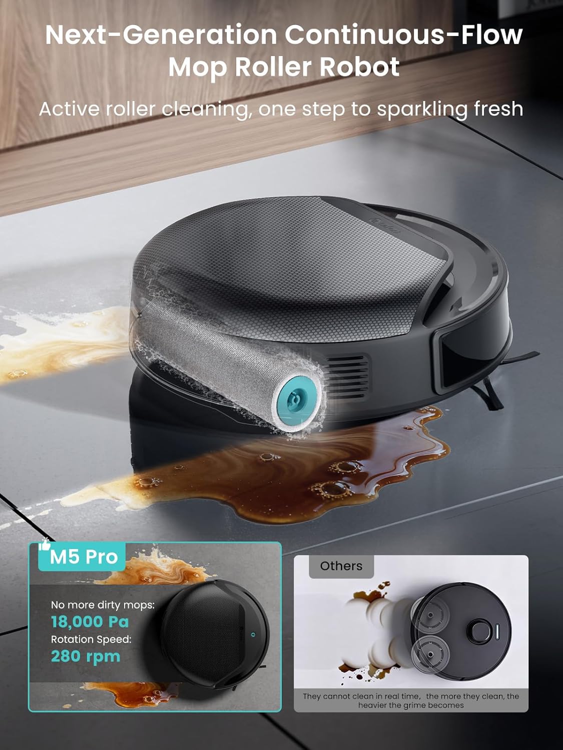 Lefant LiDAR Robot Vacuum and Mop, 18000Pa Suction, PSD 2.0 Smart Obstacle Avoidance, All-in-One Robot Vacuum 120 Day Self-Emptying, Auto Mop Washing, Drying&Refilling, Supports 2.4G/5G WiFi, M5 Pro
