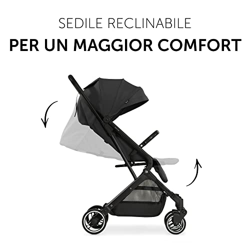 hauck Passeggino Da Viaggio Travel N Care Per Bambini Da 0 Mesi a 22kg   Passeggino Compatto Reclinabile, Ultraleggero 6,9kg   Si Piega Con Una Mano, UPF50 , Ruote EVA, Cesto Fino 3kg   Nero : Prima infanzia