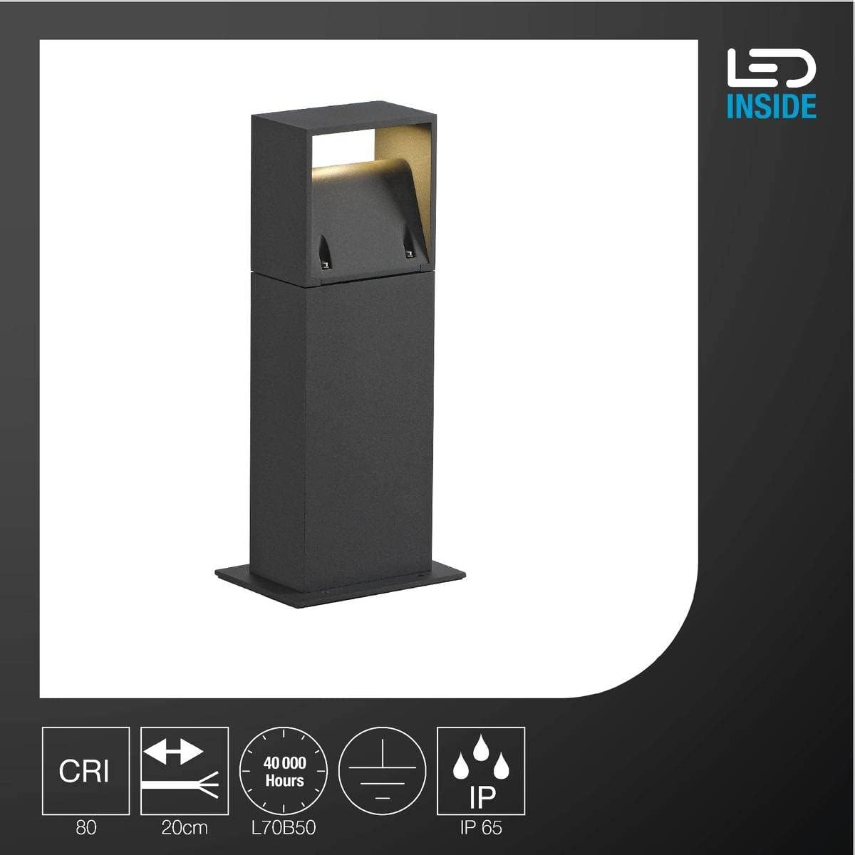SLV LED Außen-Leuchte LOGS 40 | Design Außen-Standleuchte, stilvolle Außenbeleuchtung | Outdoor LED Wegeleuchte, Pollerleuchte, Garten-Beleuchtung, WegLampe Strahler | LED Inside 8W