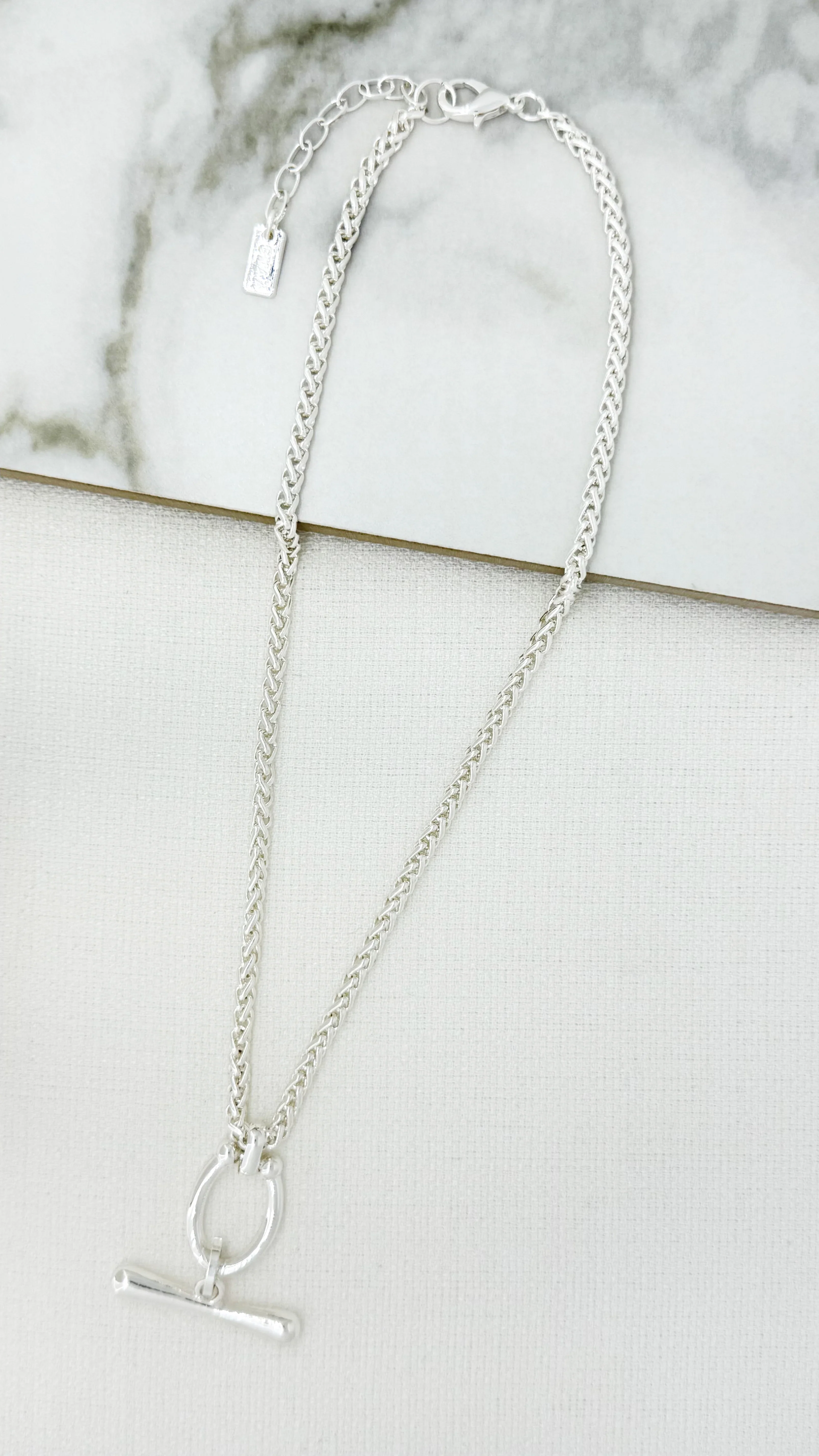 Envy Short Silver T-Bar Necklace