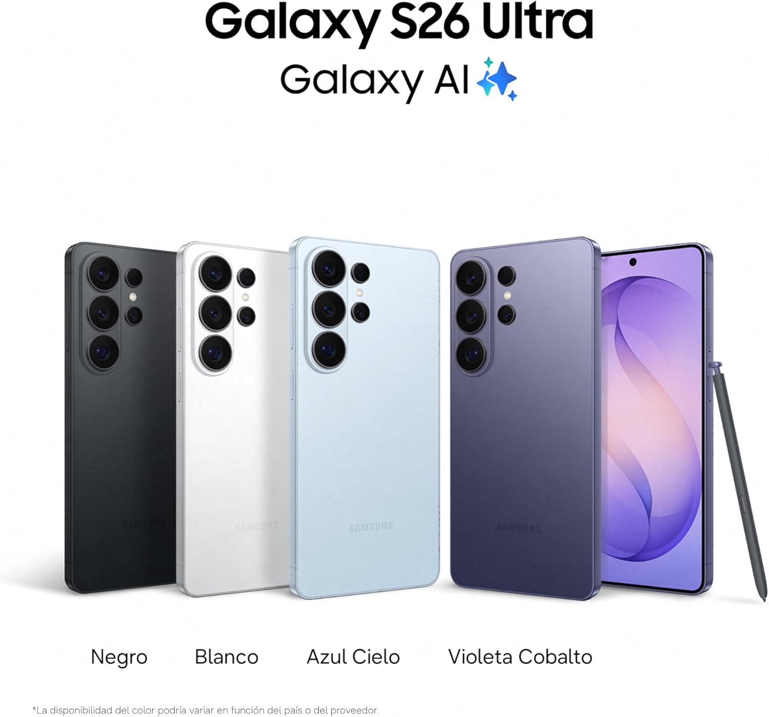 Samsung Galaxy S26 Ultra, 512GB, Smartphone con Galaxy AI, Cámara 200MP, 12GB RAM, Batería 5000mAh, Garantía del Fabricante 3 Años+1 Año Extra, Color Violeta Cobalto (Versión Española)
