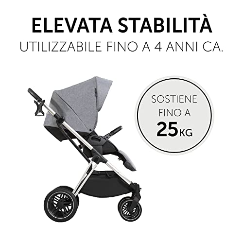 hauck Carrozzina Per Neonati Vision X Set   Passeggino e Navicella Neonato, dalla Nascita fino a 22 kg   Passeggino Reversibile con Coprigambe, Ruote di Gomma   Pieghevole e Compatto   Grigio Melange : Prima infanzia