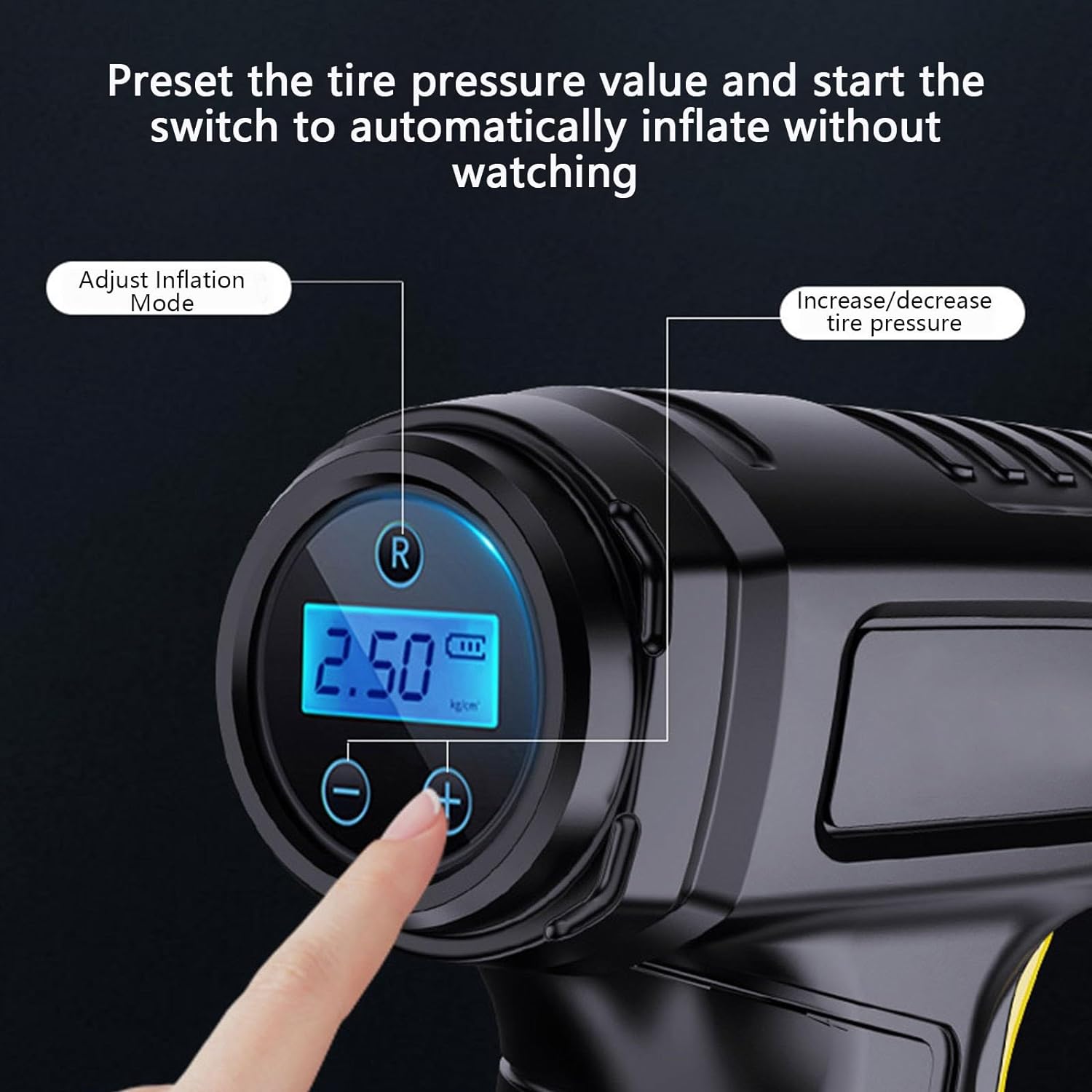 Car Tire Inflator 150PSI Portable Air Compressor 12V Air Compressor With Intelligent Digital Display & LED Light, Car Accessories For Car, Tire, Balloons