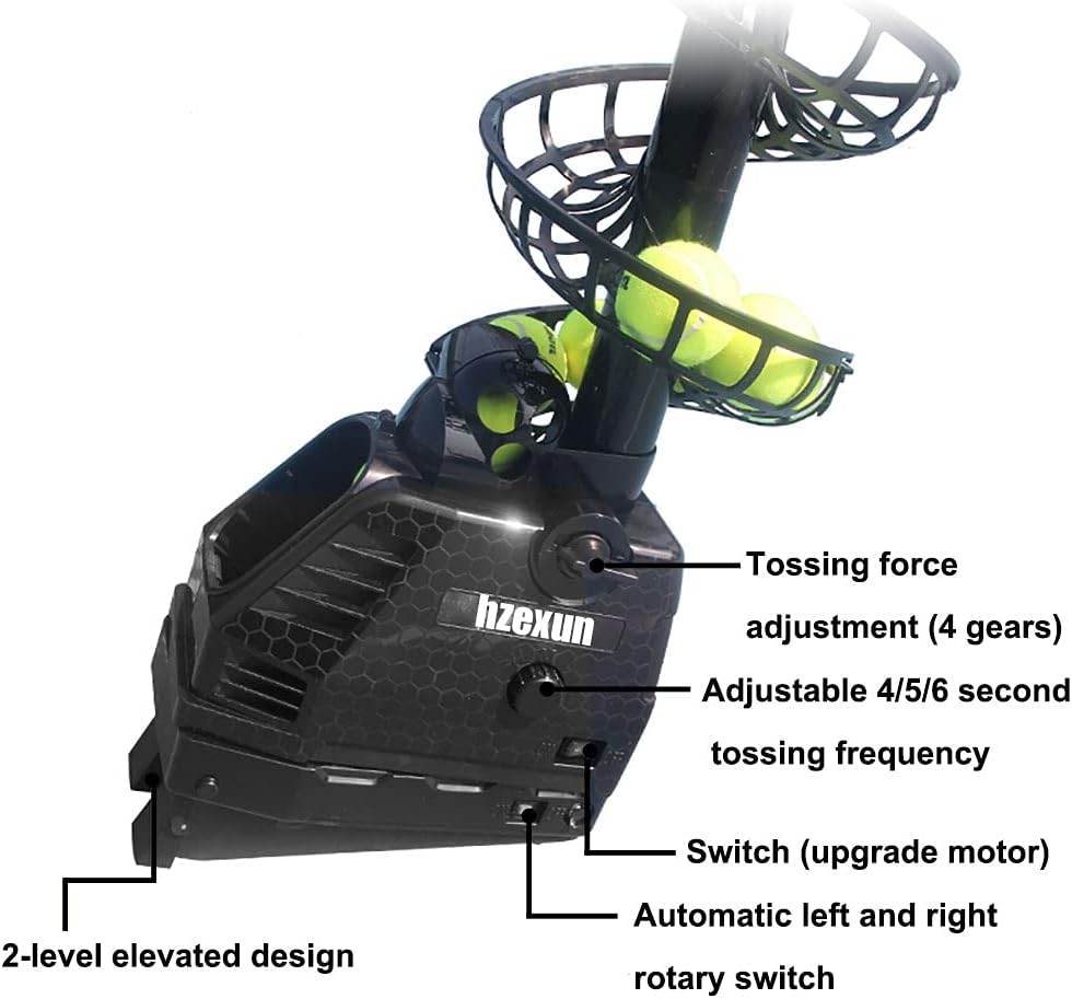 Tennisball-Maschine Tennisball Werfen Maschinen Leicht Tennis Toss Machine Stecker/Batterien 30 Bälle mit Oszillation für Erwachsene Kinder