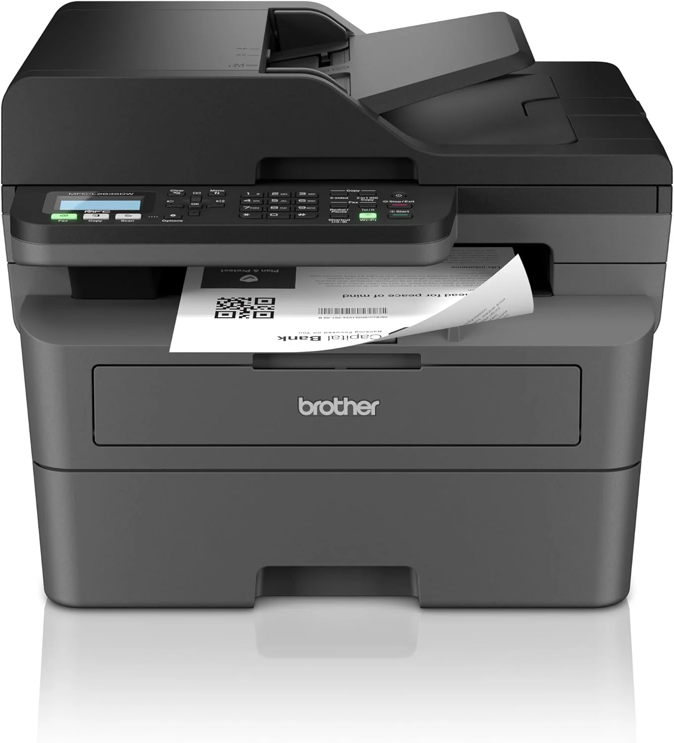 Brother MFC-L2835DW | 4-in-1-Multifunktionsdrucker (Drucken/Scan/Kopieren/Faxen) Laserdrucker Monochrom �C WLAN & Ethernet �C Dokumentenzuf��hrung (ADF) f��r 50 Blatt �C Druckgeschwindigkeit von 32 Seiten