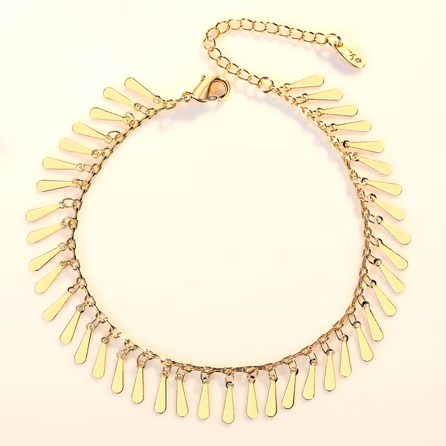Silver Anklet Adorned with Natural Stones